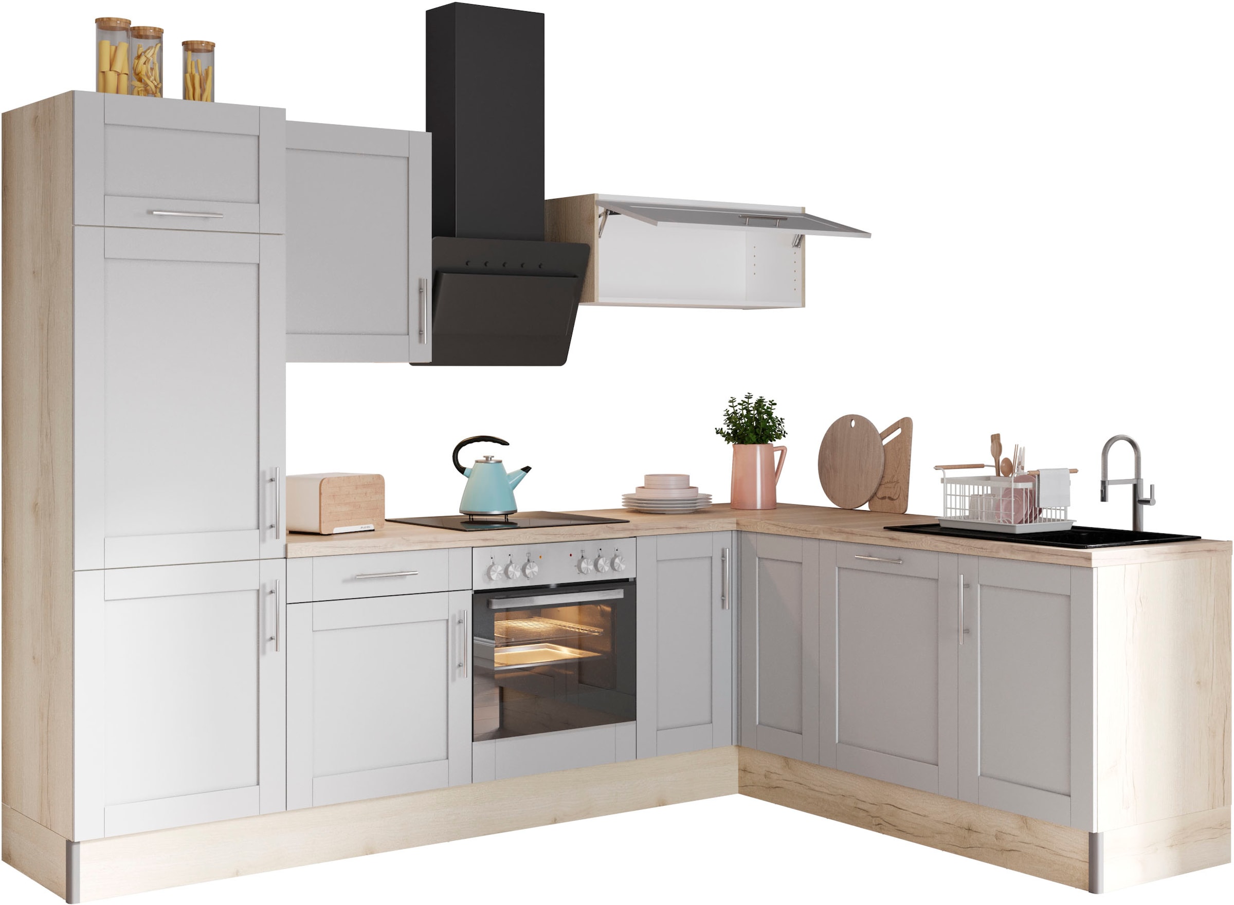 OPTIFIT Küche »Ahus«, 200 x | cm breit, BAUR Soft E-Geräte, MDF bestellen Funktion, 270 Close Fronten ohne