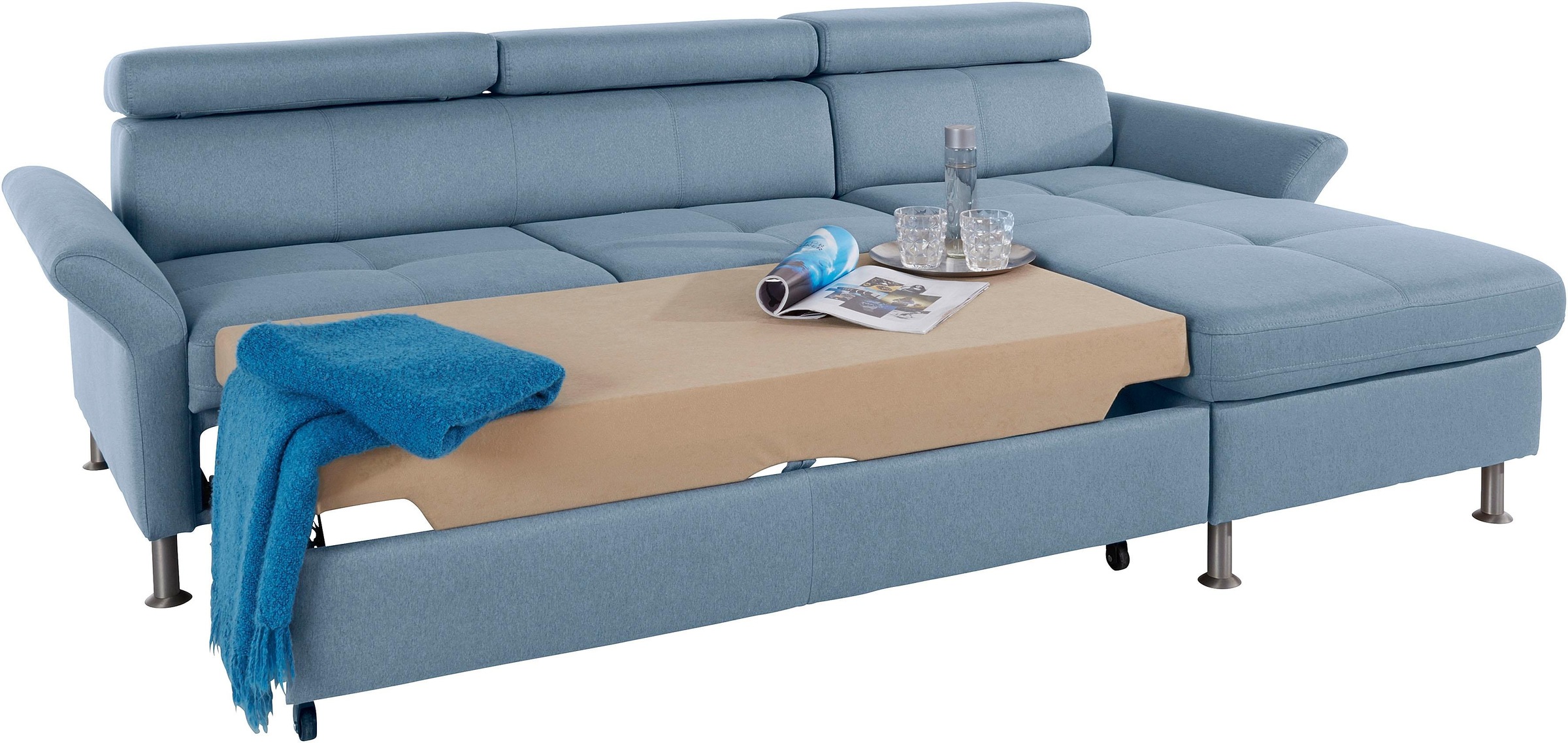 exxpo - sofa fashion Ecksofa »Maretto, bequem und komfortabel, L-Form«, inkl. Kopf- bzw. Rückenverstellung, wahlweise mit Bettfunktion