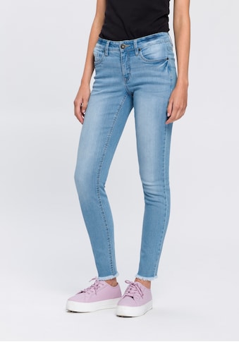 Arizona Skinny-fit-Jeans »knöchellang mit Fransensaum«, Mid Waist kaufen