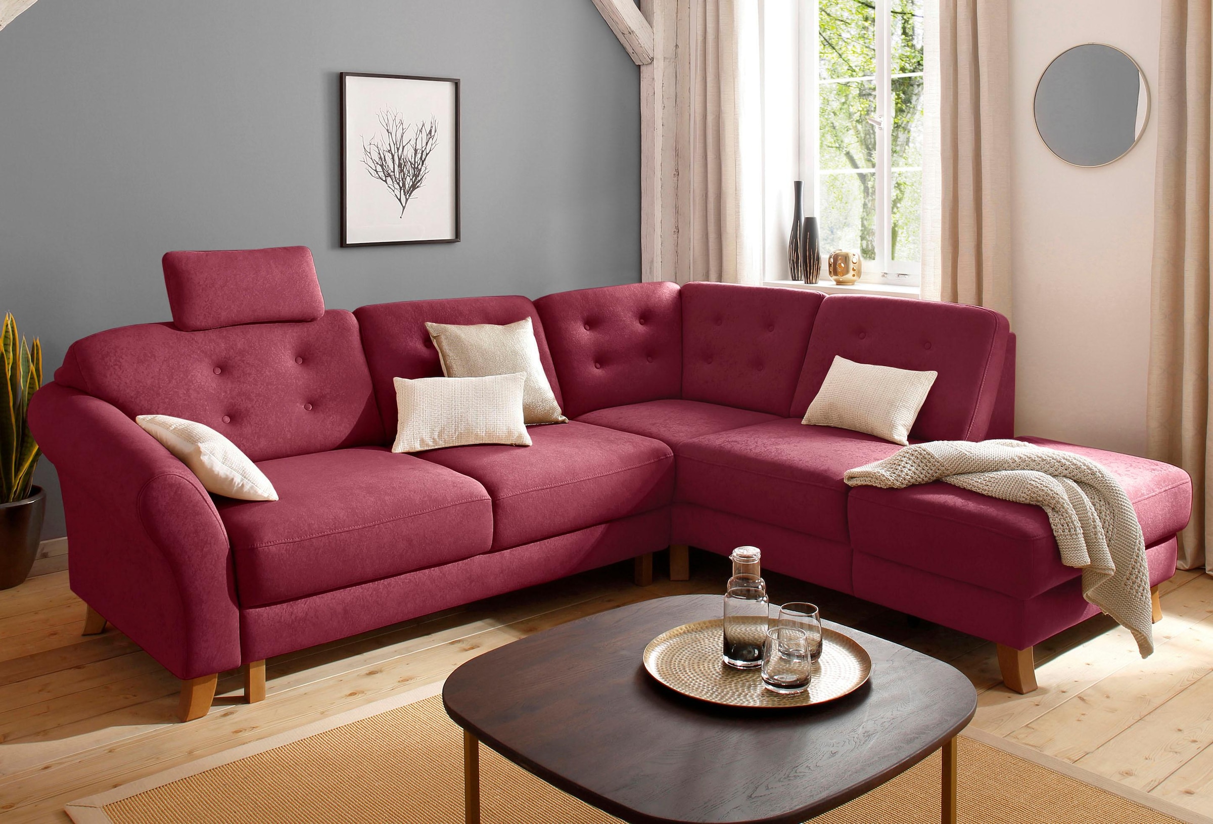 OTTO home Ecksofa "Trondheim L-Form, B: 260 cm, Federkern, Komfortsitz" mit Schlaffunktion und Stauraum, Eckcouch frei stellbar