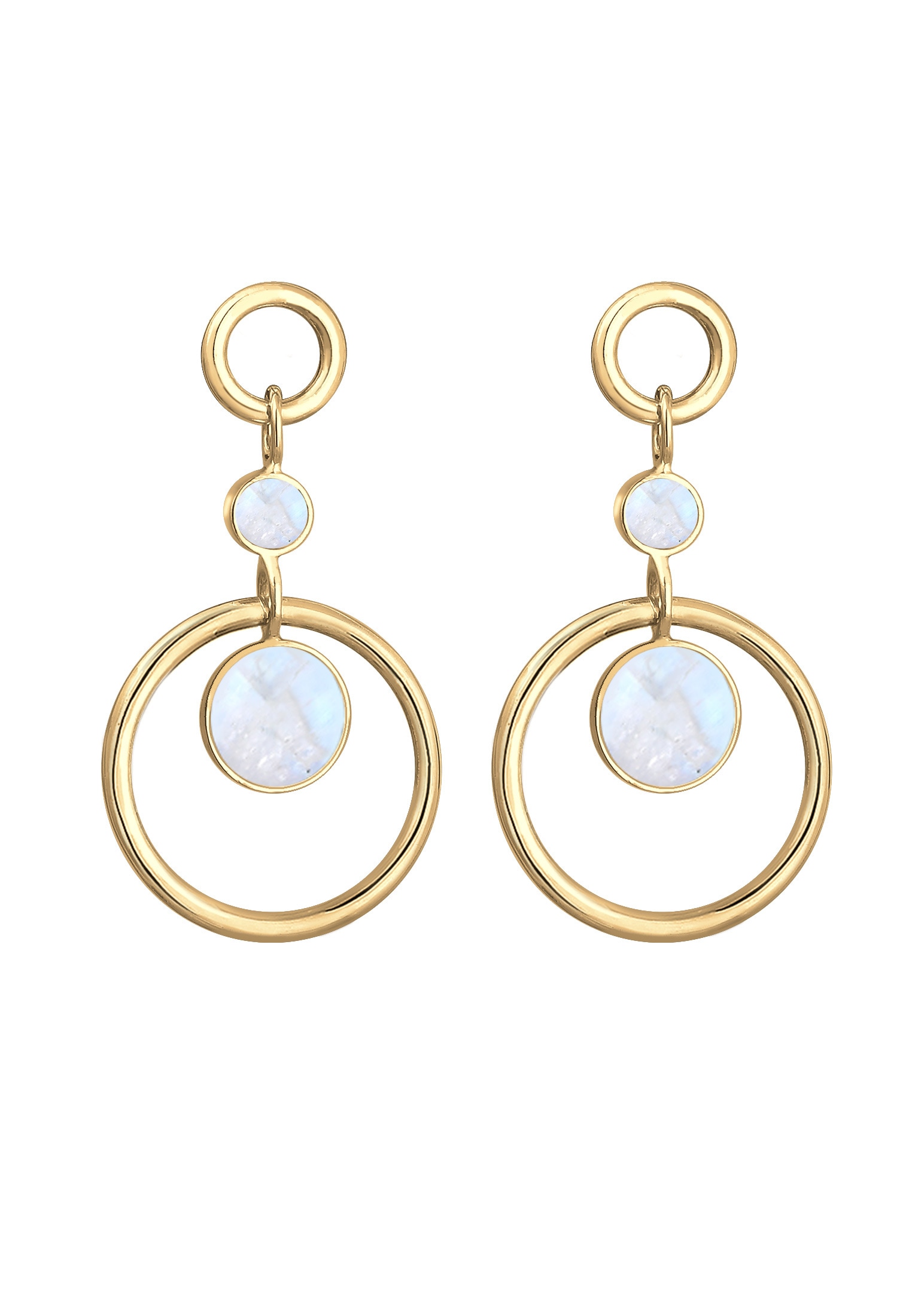 Elli Premium Paar Ohrhänger »Ohrhänger Mondstein Weiß 925 Silber vergoldet«