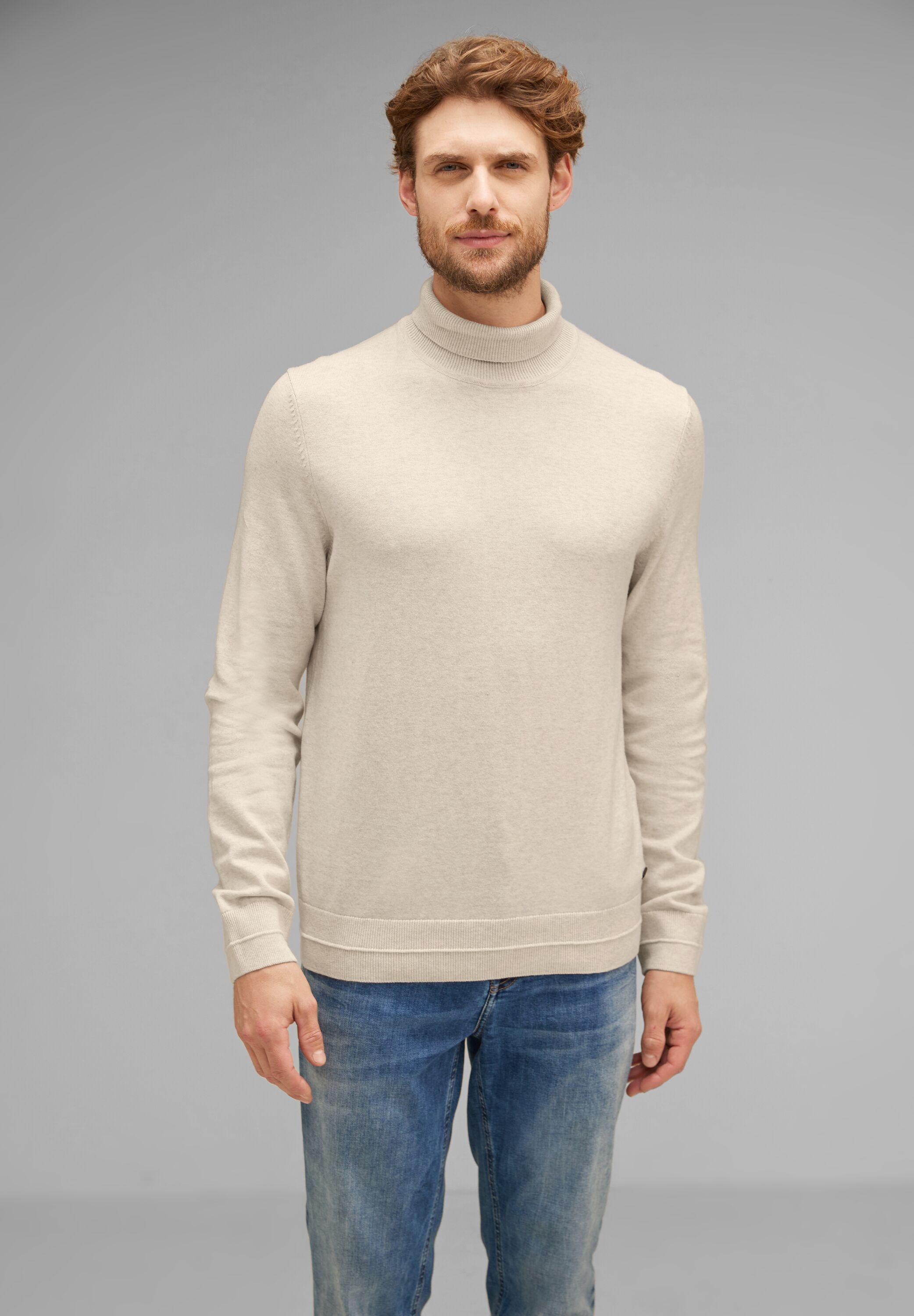 STREET ONE MEN Stehkragenpullover, in Melange Optik