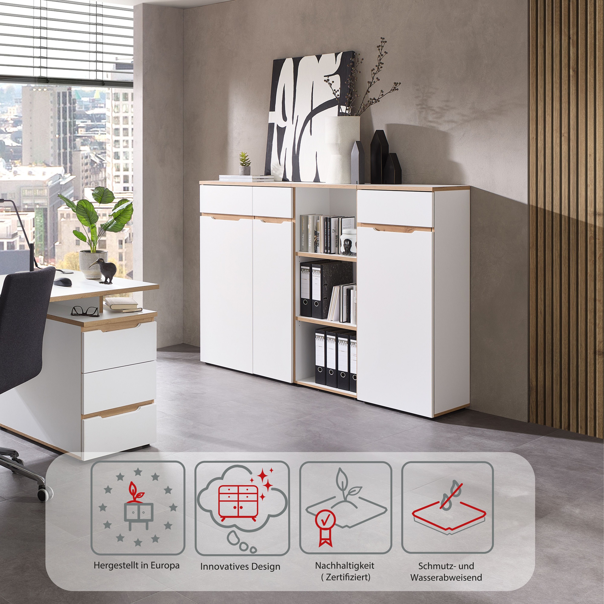 Innostyle Aktenschrank »Memphis Aktenschrank,45x122x38cm (B/H/T)« 1 Stk. tlg. 1 türig, Soft-Close, ABS-Kantenschutz