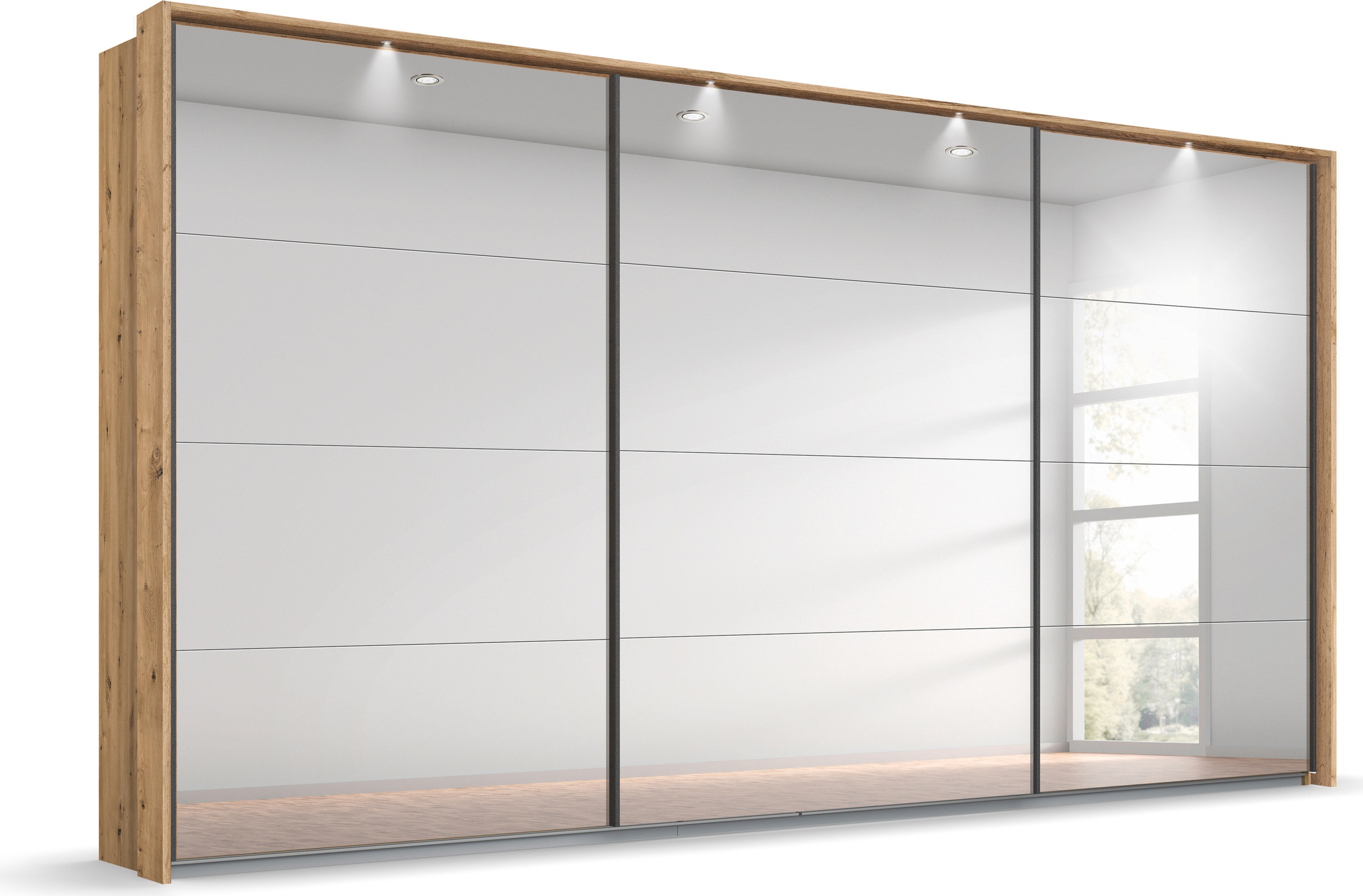 rauch Schwebetürenschrank »Oteli«, mit Spiegelfront und Passepartout optional mit Beleuchtung