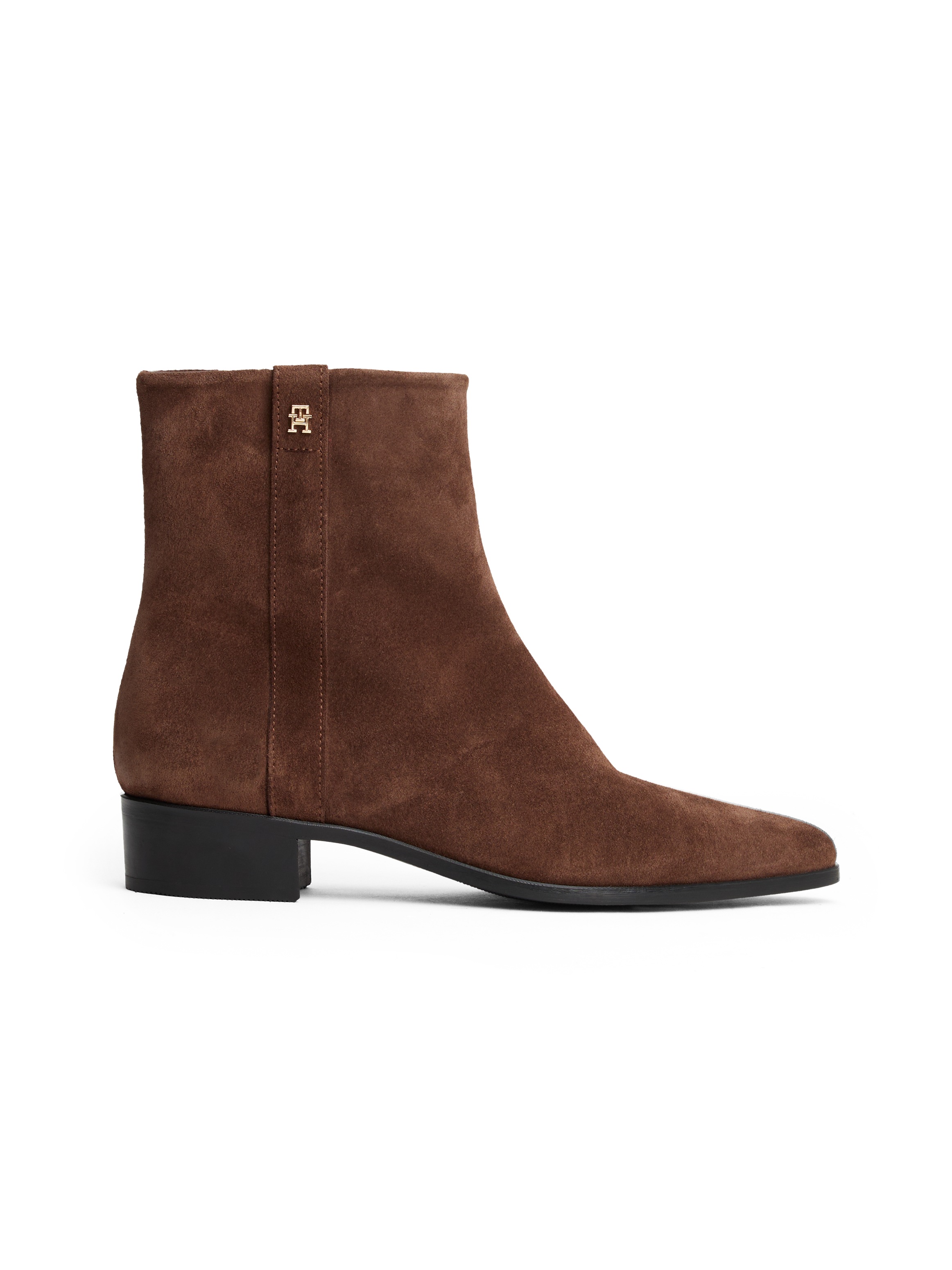 Tommy Hilfiger Stiefelette »TH SUEDE POINTY ZIP BOOTIE«, Blockabsatz, Westernboots, Cowboyboots in spitz zulaufender Form