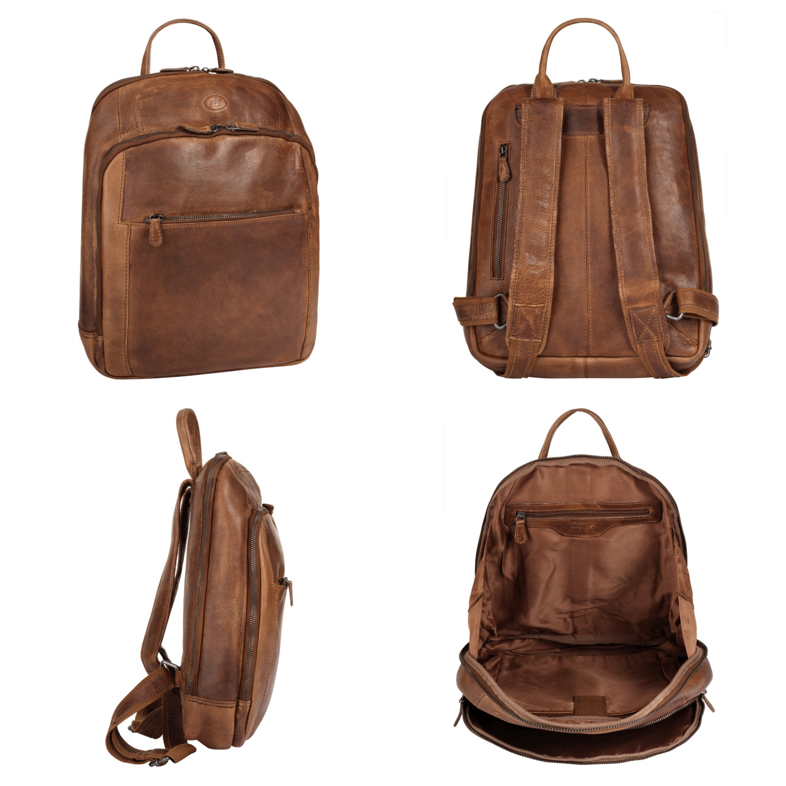 Piké Laptoprucksack, echt Leder, Made in Italy