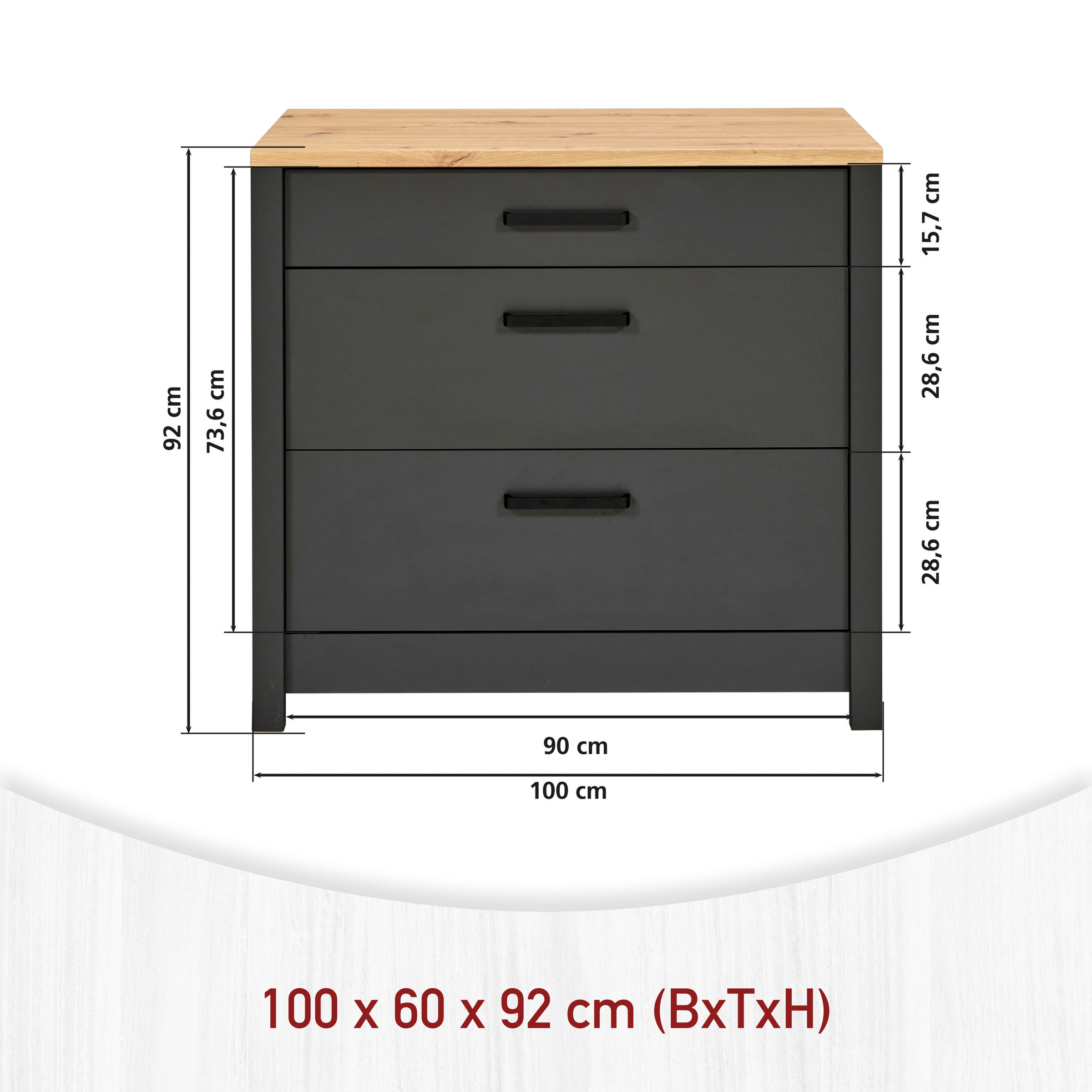 Inter Link Unterschrank »Veneto« 1 Stk. tlg. Für 60/90-cm Kochfeld, Soft-Close, Füße höhenverstellbar, 100x60x92