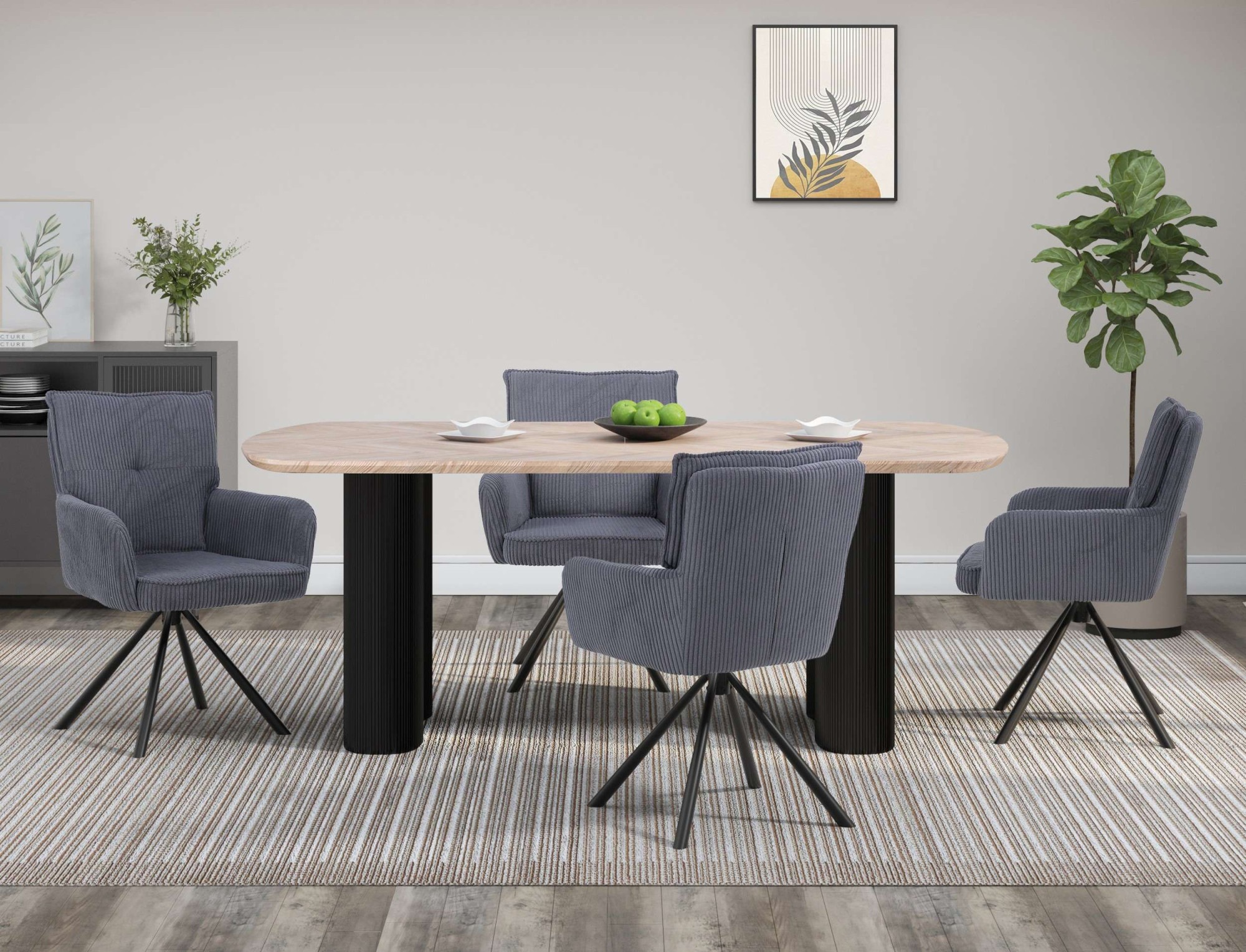 OTTO home Esstisch "Bessonville" Tischplatte in Fischgrätoptik, Beine mit R günstig online kaufen