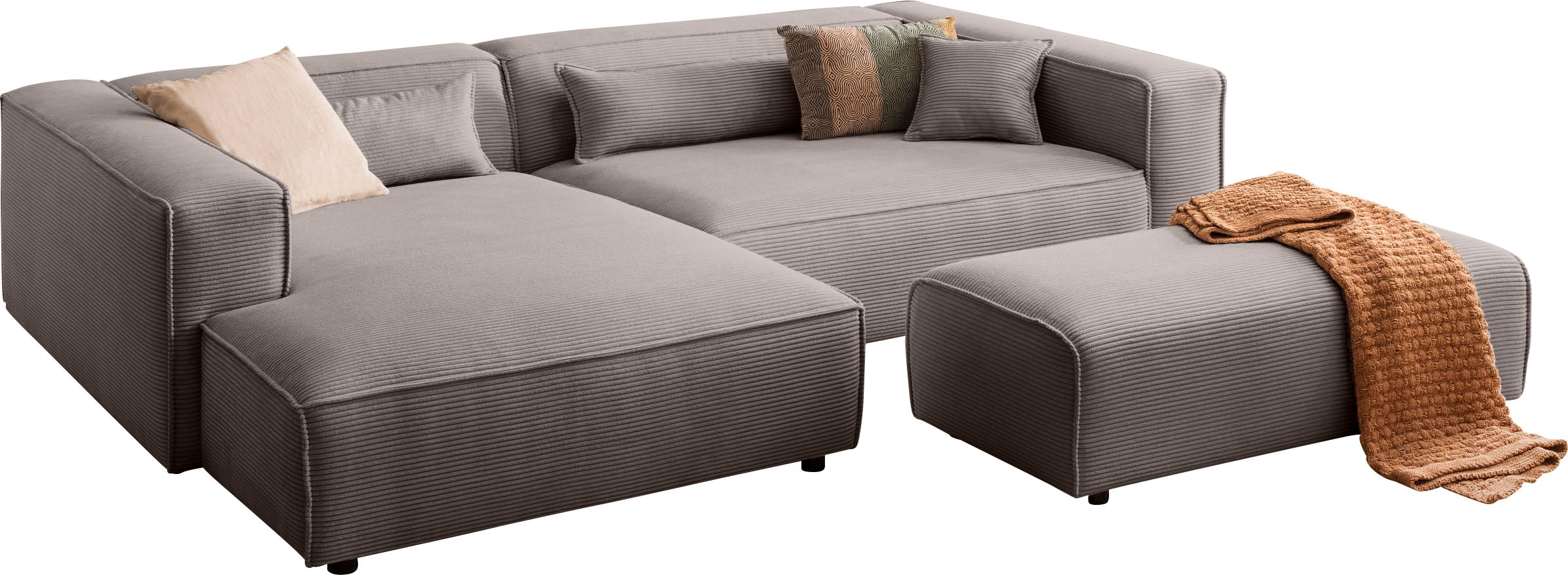 LeGer Home by Lena Gercke Ecksofa "PIARA XXL, L-Form, Schlaffunktion, Cord, günstig online kaufen