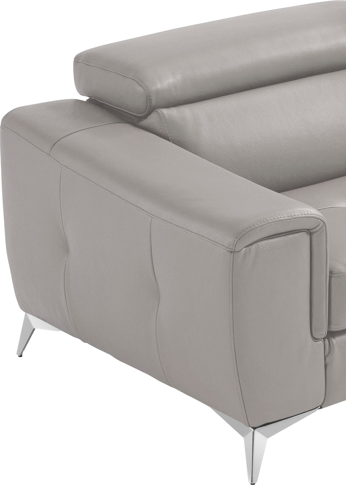 Egoitaliano 2,5-Sitzer »Francine, Designsofa, Loungesofa, Breite 213 cm, Fußfarbe chrom«, Designfuß, Leder BULL, stone