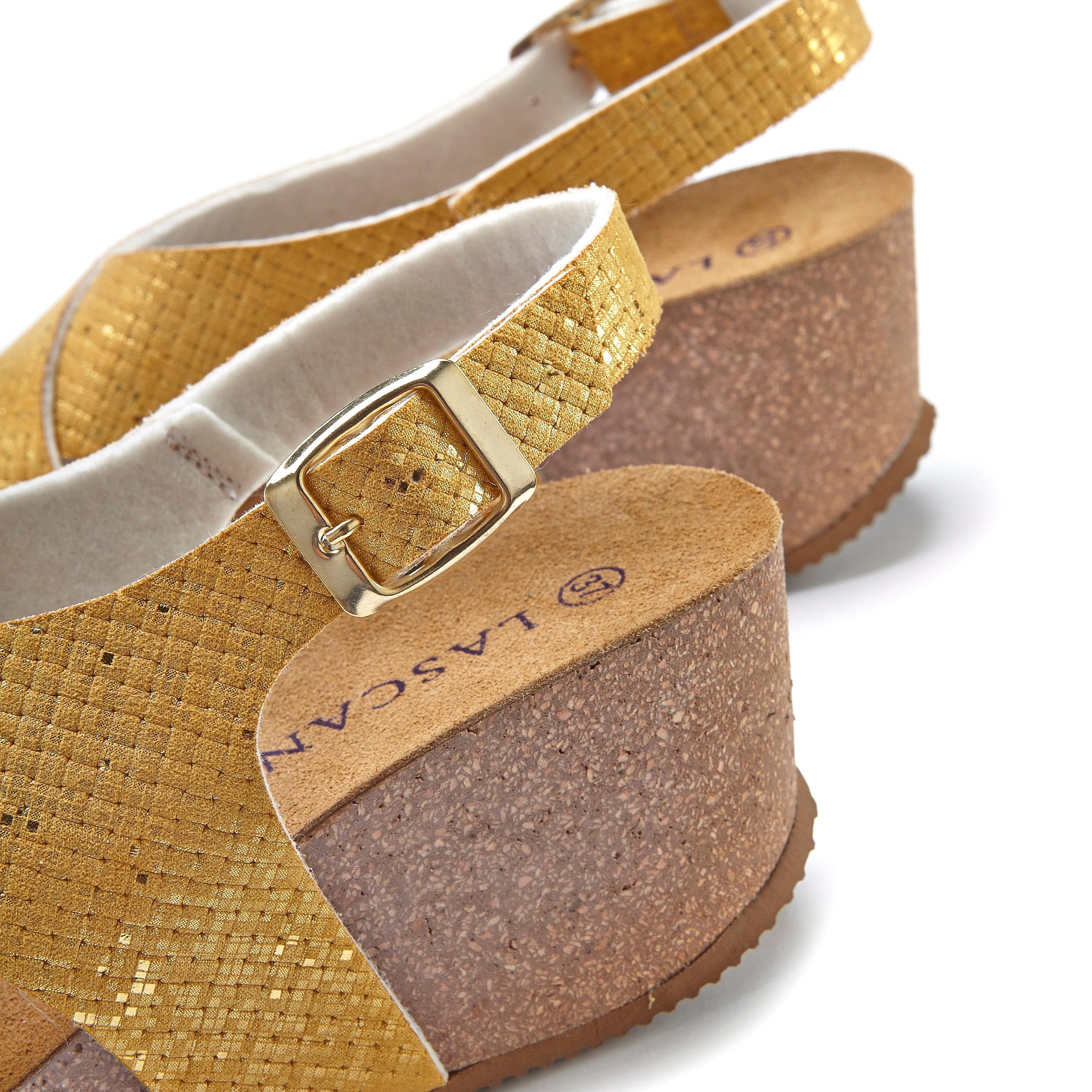 LASCANA Sandalette »Sommerschuh«, Sommerschuh mit Keilabsatz und Korkfußbett