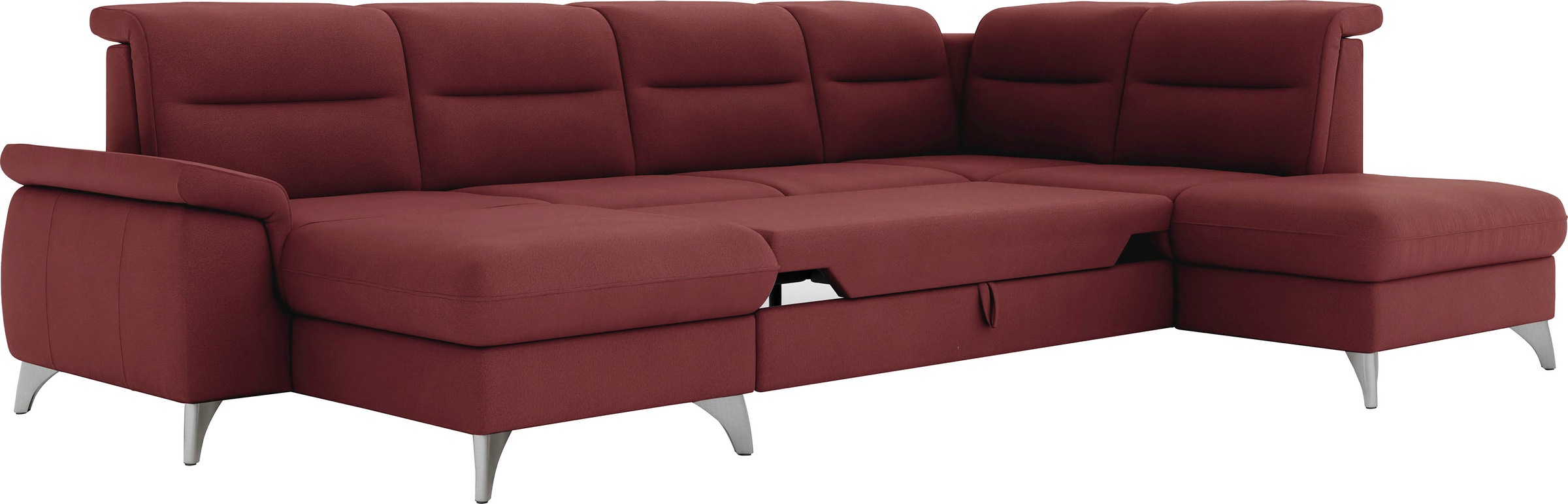 Wohnlandschaft SIT & MORE "Astoria U-Form", rot (bordeaux), B:327cm H:91cm T:225cm, 100% Polyester, Sofas, Wohnlandschaft, wahlweise mit motorischer Relaxfunktion 6