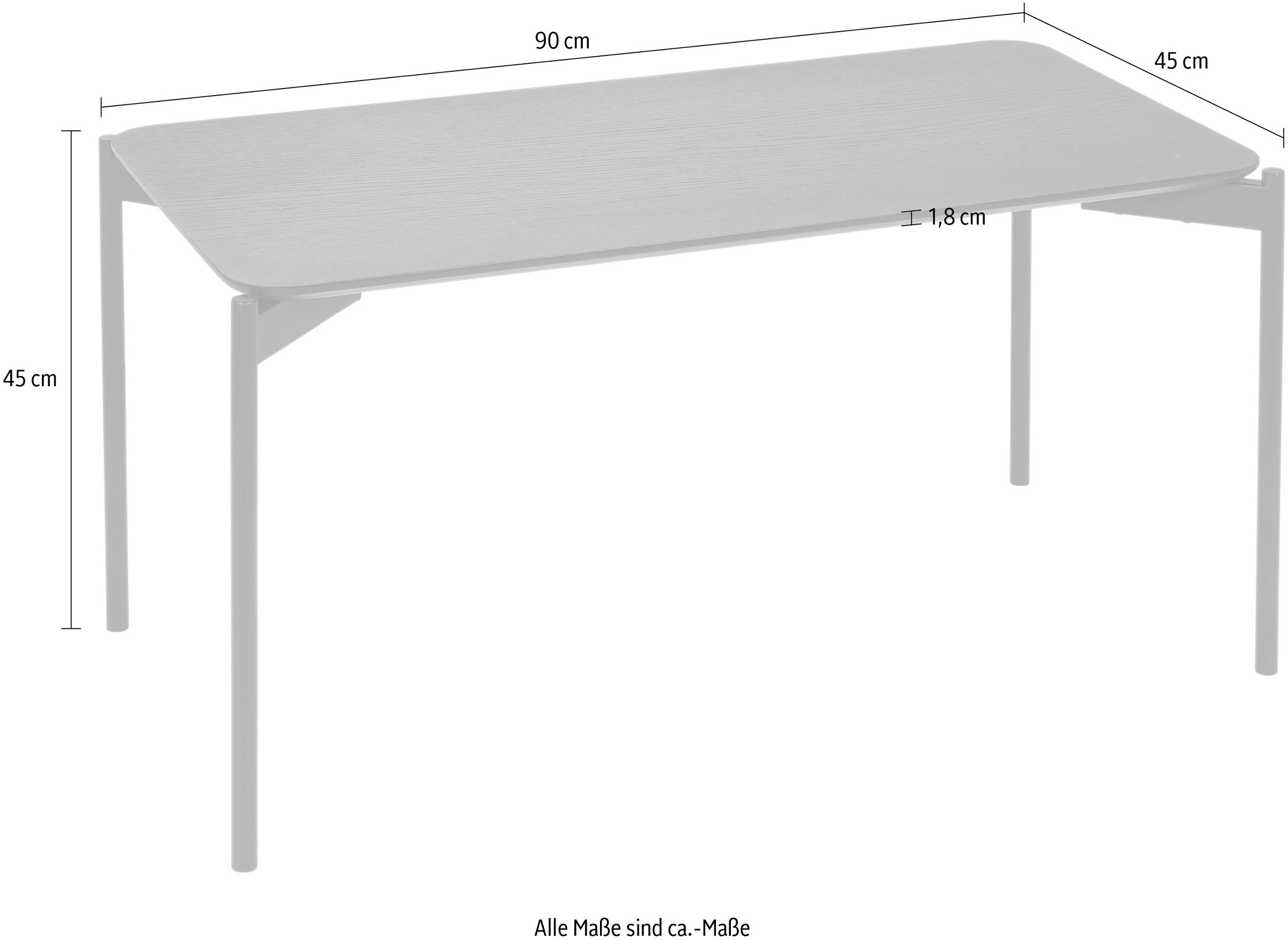 Homexperts Couchtisch »Ida«, (BxT) 90 x 45 cm, rechteckig, in Eiche natur oder schwarz lackiert