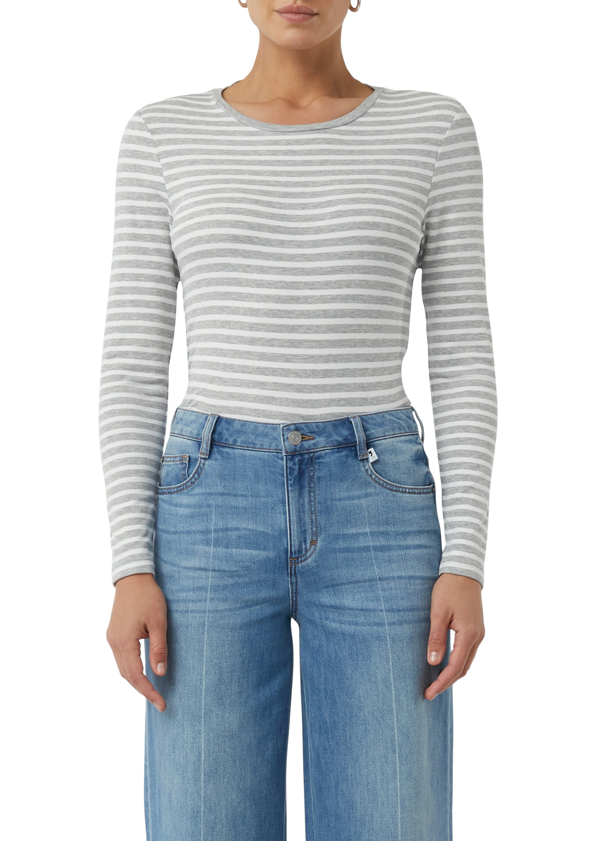 comma casual identity Langarmshirt, gestreift, figurbetont, casual, Rundhal günstig online kaufen