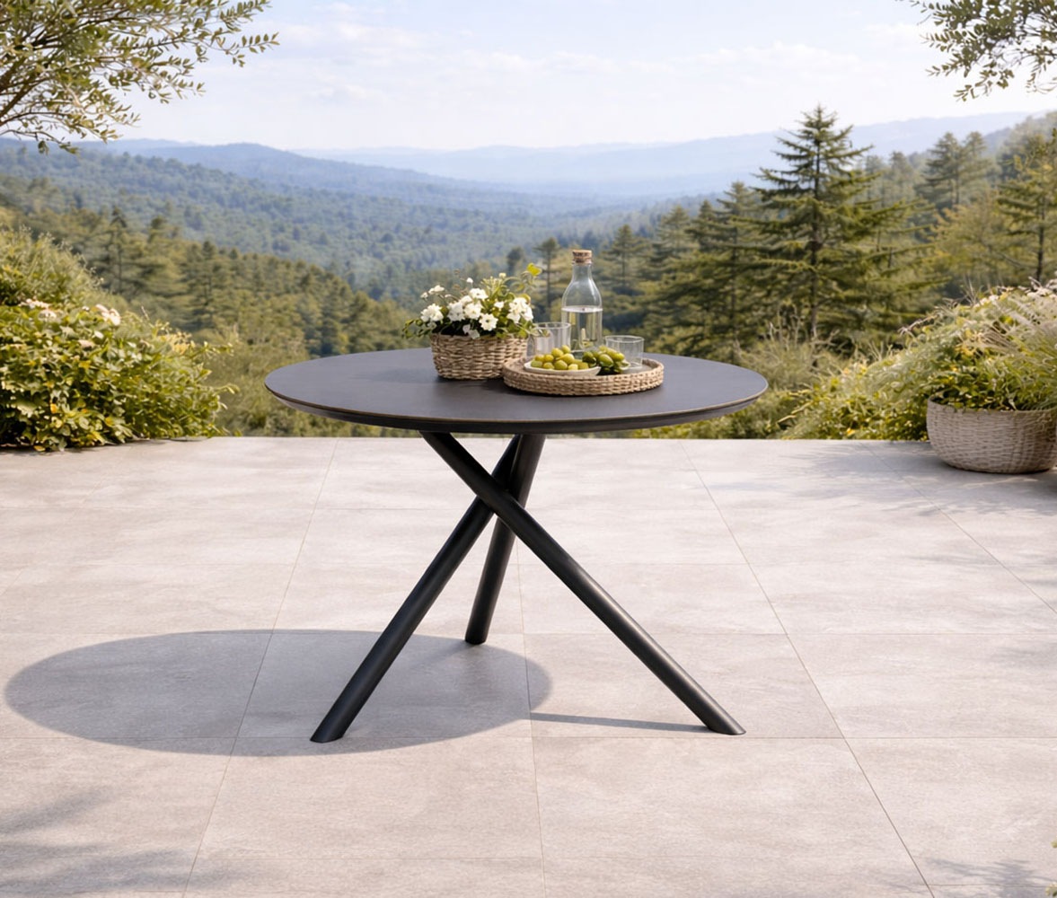 Destiny Garten-Essgruppe »TORNO BARLETTA« Set, 5 tlg. Essgruppe 4 Se + Tisch 110 cm rund, grau