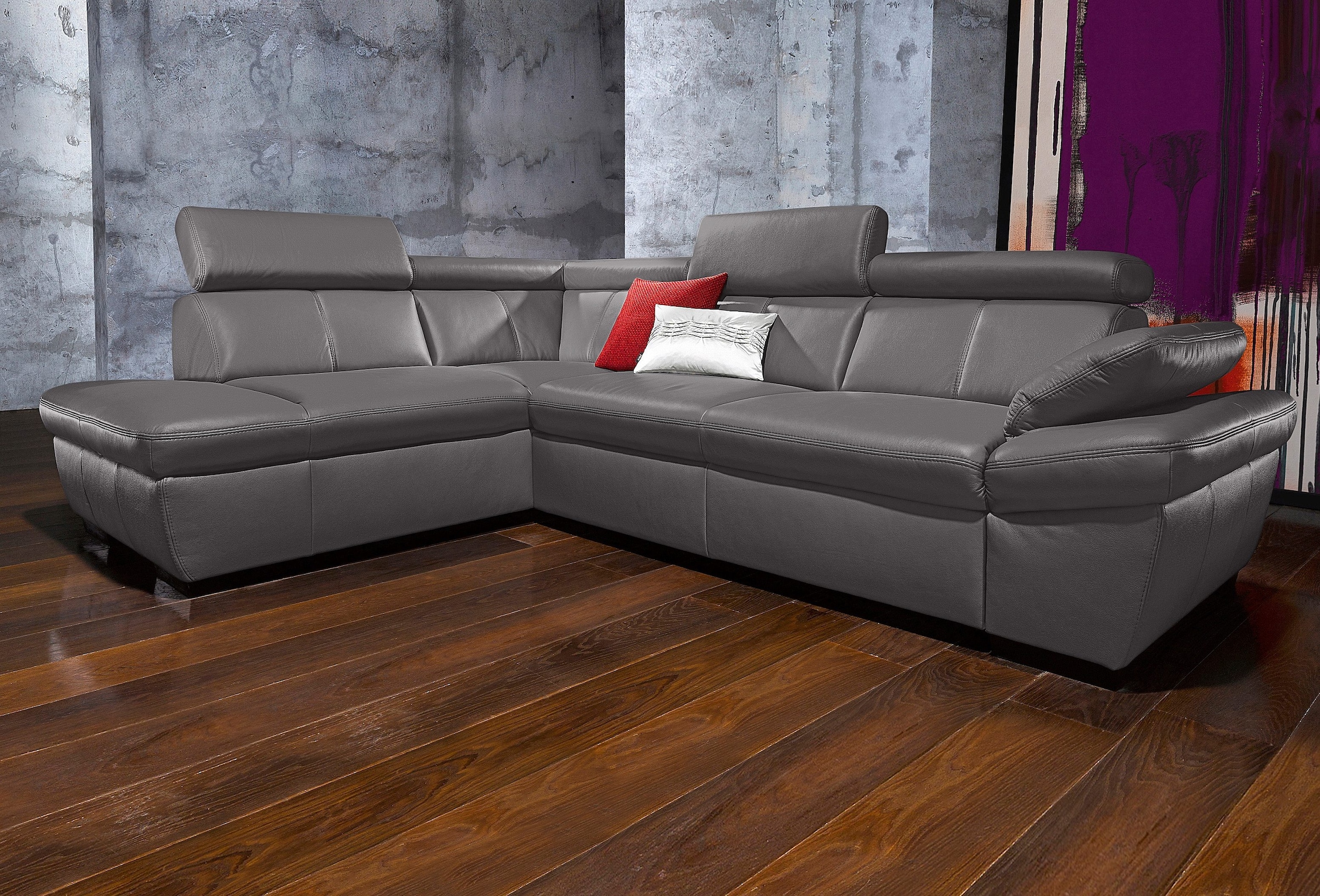 exxpo - sofa fashion Ecksofa »Salerno, L-Form«, inkl. Kopf- und Armteilverstellung, wahlweise mit Bettfunktion