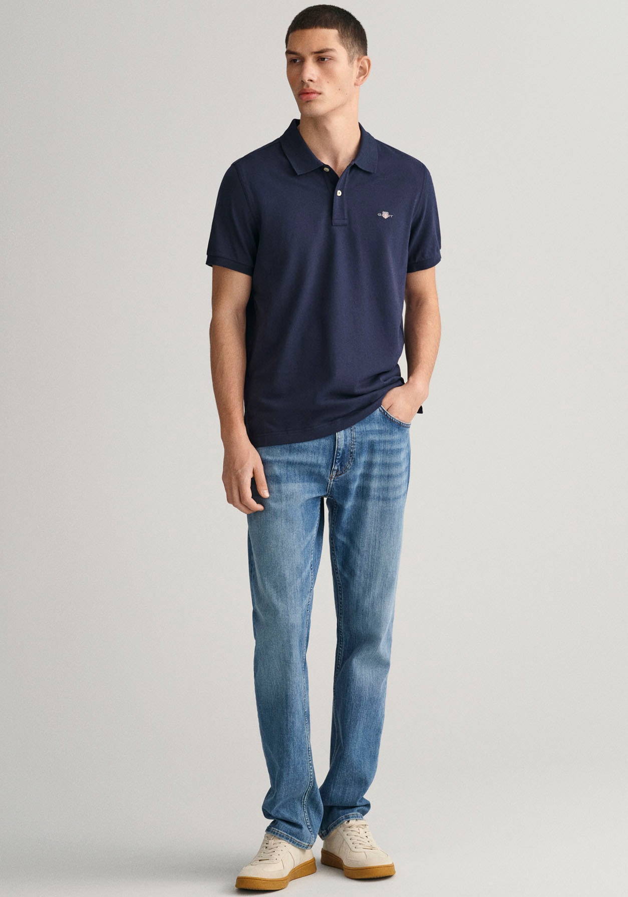 Gant Poloshirt »REG SHIELD SS PIQUE POLO«, mit Logo und Flachstrickkragen 100% Baumwolle Pique