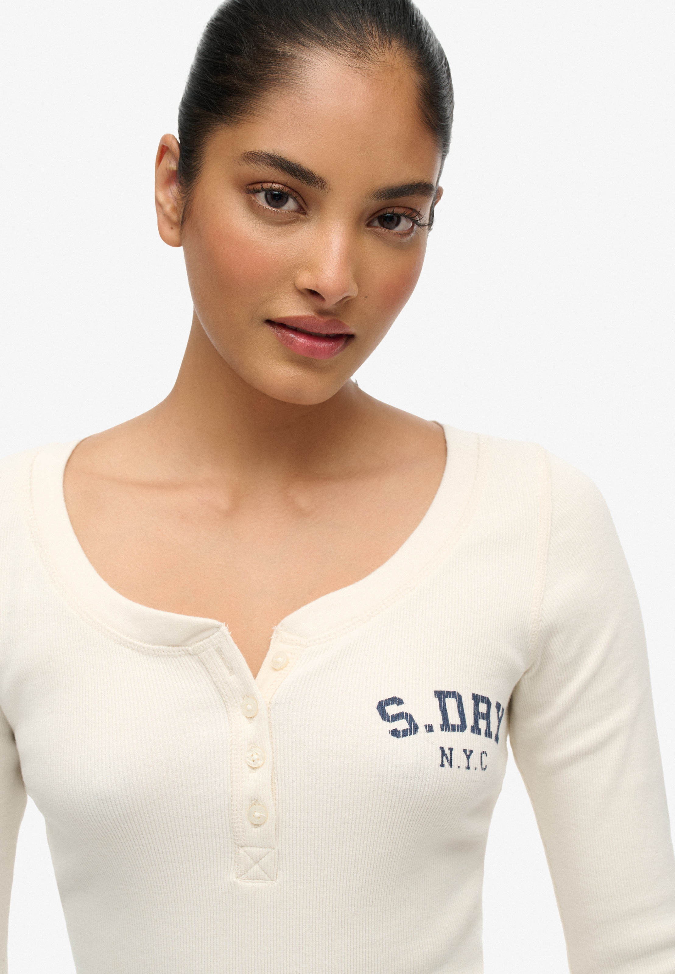 Superdry Langarmshirt »ATHLETIC BUTTON DOWN LS TOP« im Henley-Stil