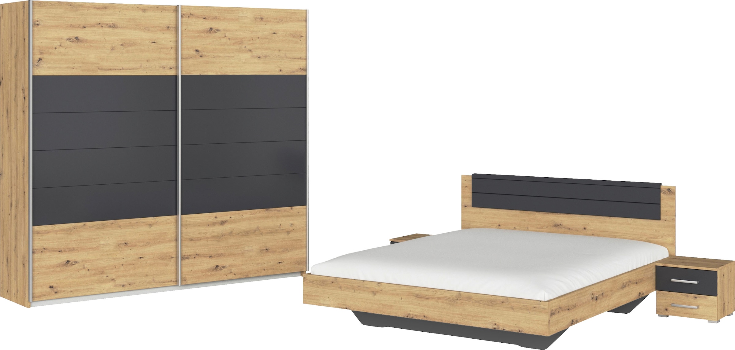 rauch Schlafzimmer-Set "Komplettschlafzimmer Schlafzimmer BARCELONA mit Schrank Breite 226 cm,", (Set, 4 tlg.), Bett 160