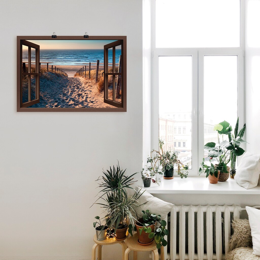 Artland Wandbild »Fensterblick Weg zum Nordseestrand«, Strand, (1 St.)