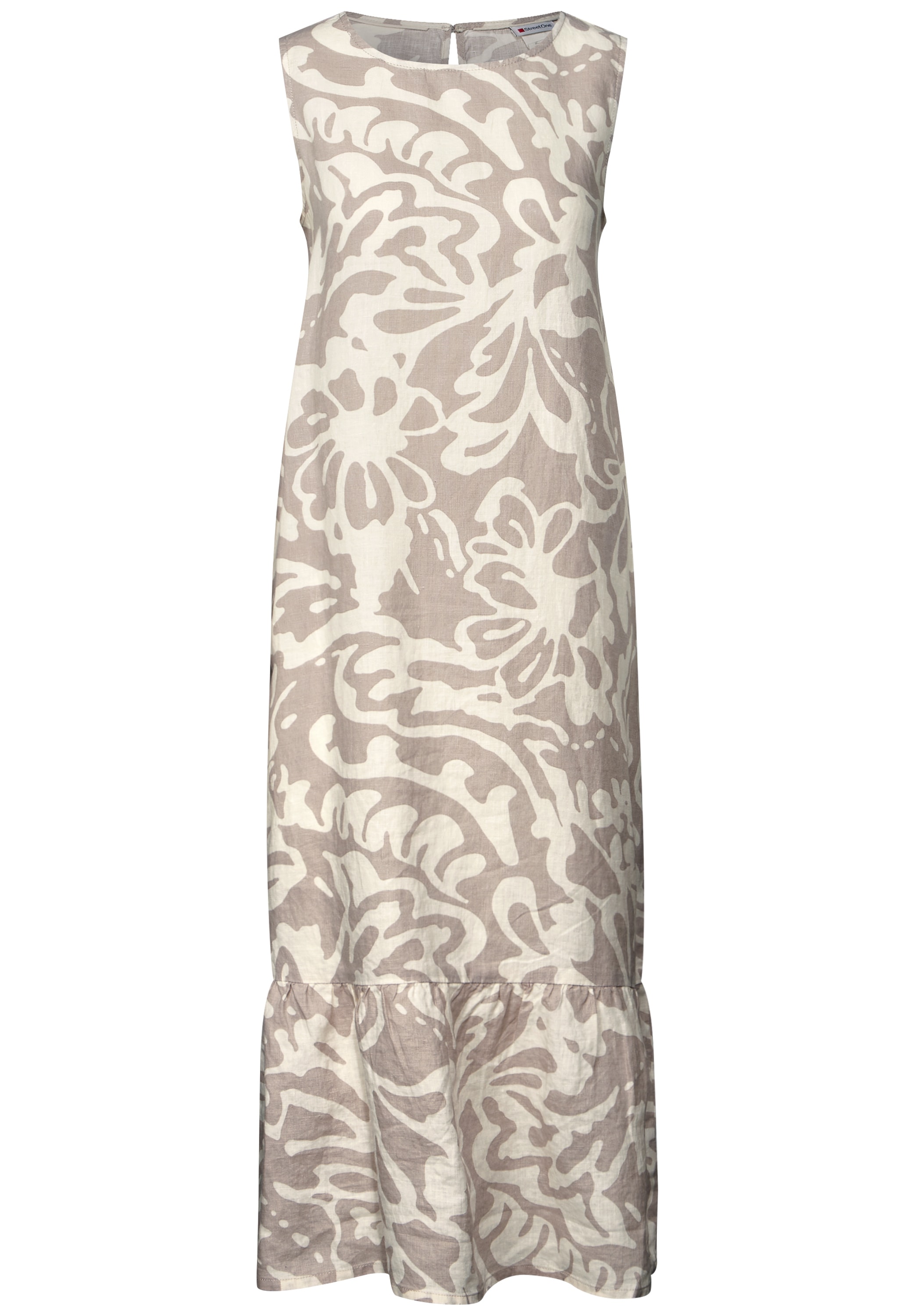 STREET ONE Volantkleid, gemustert und ärmellos aus reinem Leinen