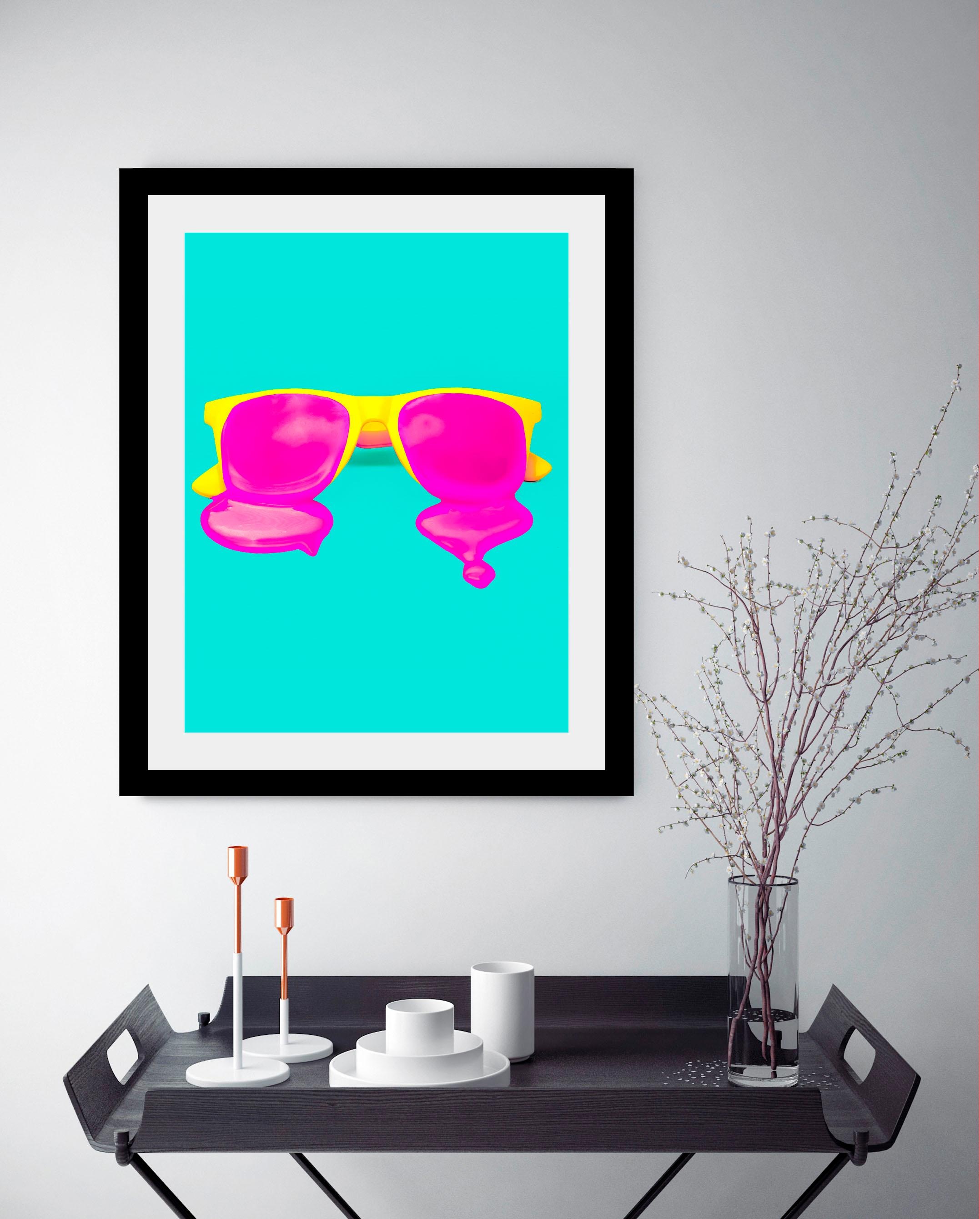 queence Bild »Brille«, Humor-Kunst, HD Premium Poster-Druck inkl. Holzrahmen