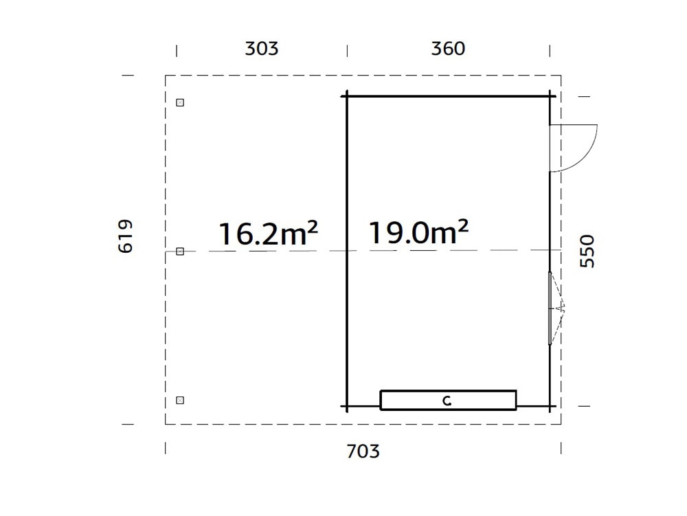 Palmako Garage »Roger, mit Sektionaltor« BxTxH: 703x619x316 cm