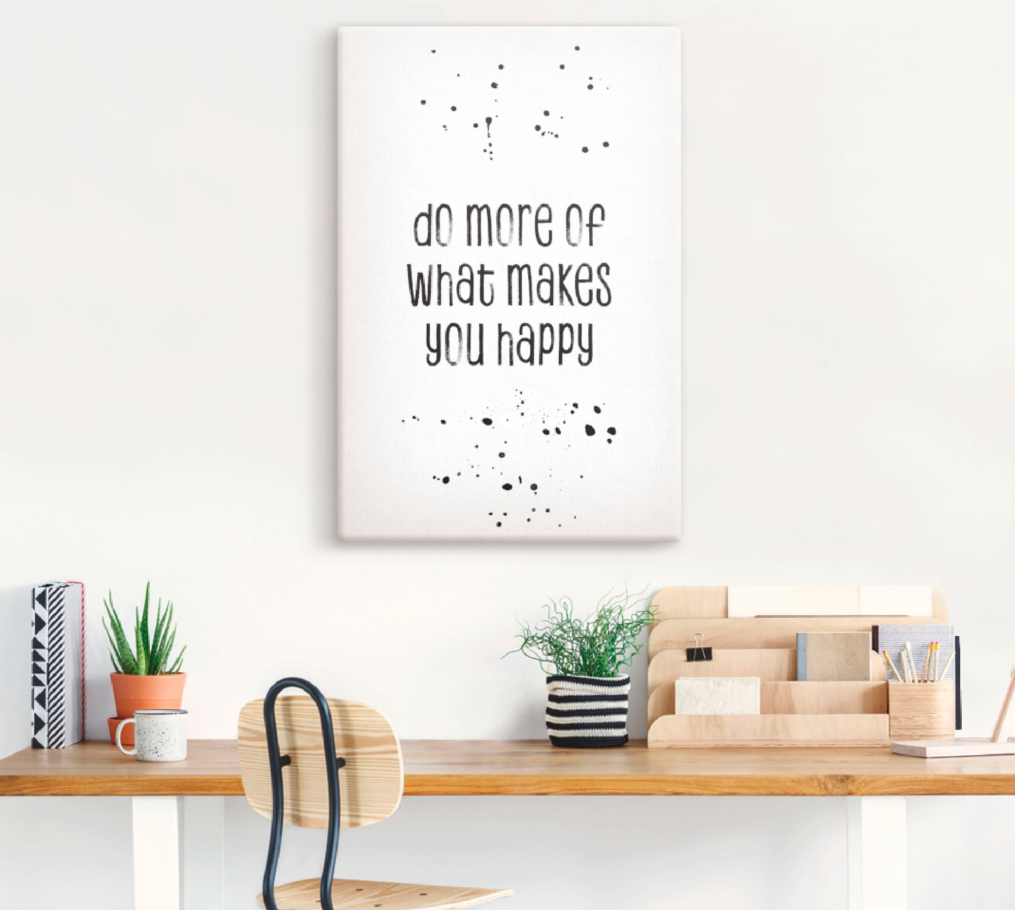 Artland Leinwandbild »Mehr von dem, was glücklich macht« Sprüche & Texte 1 Stk. tlg. auf Holzrahmen gespannt