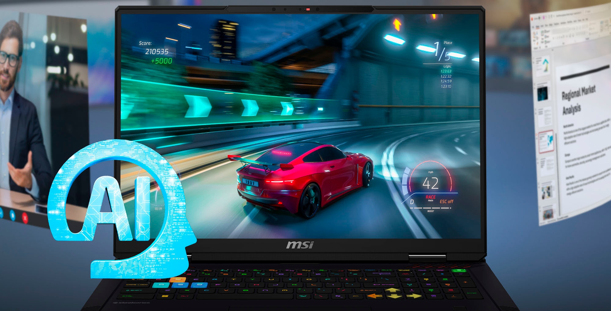 MSI Gaming-Notebook »Raider 18 HX AI A2XWJG-074«, 45,8 cm, / 18 Zoll, Intel, Core Ultra 9, GeForce RTX 5090, 2 GB SSD