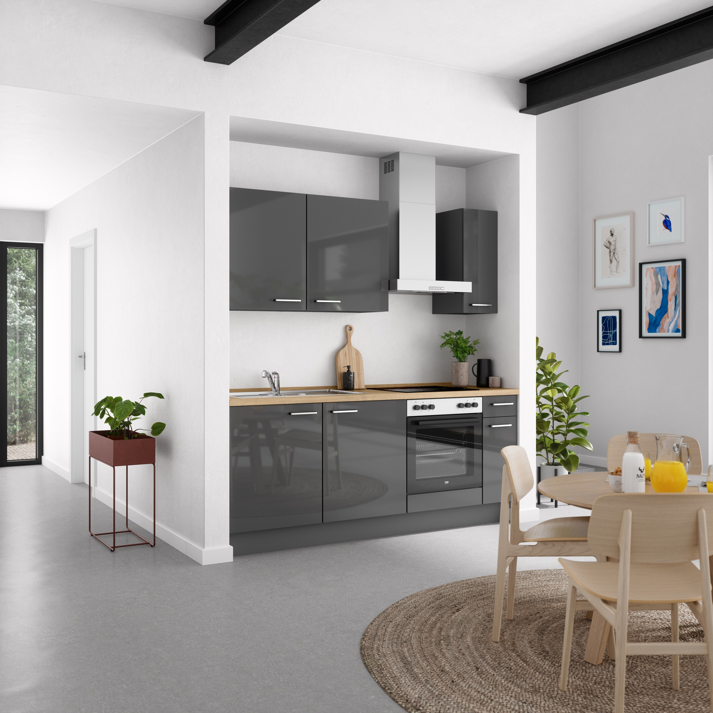 nobilia® Küchenzeile »"Flash I"«, vormontiert, Ausrichtung wählbar, Breite 210 cm, wahlw. mit E-Geräten