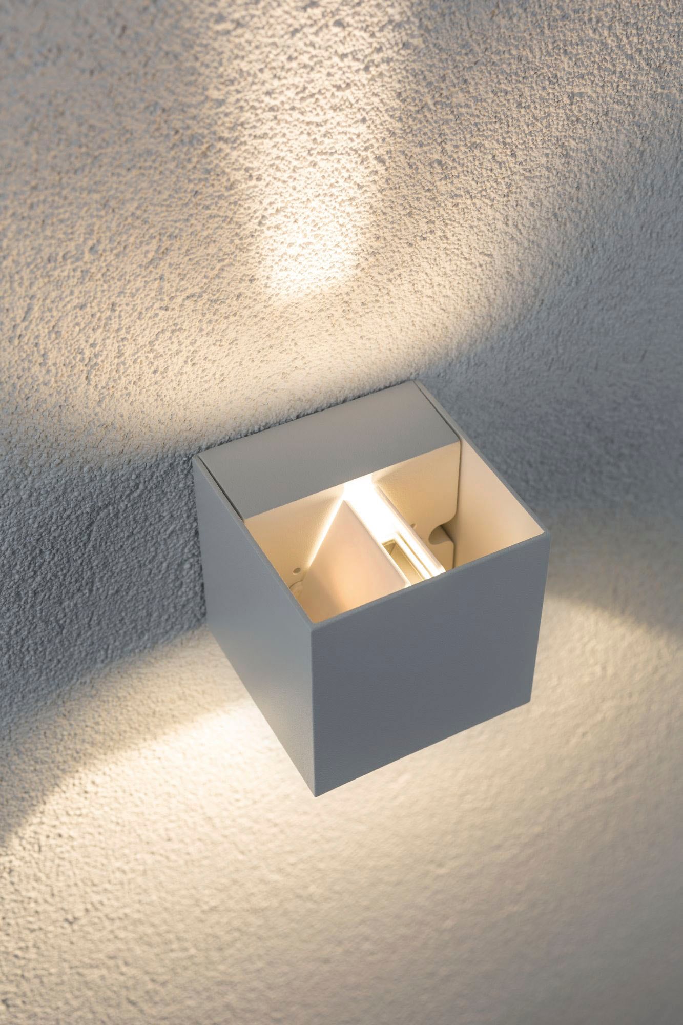 Paulmann LED Außen-Wandleuchte »Outdoor 230V Cybo LED 2x3,5W 230V IP65 eckig 80x80mm Grau Aluminium«, 2 flammig, Outdoor 230V Cybo LED 2x3,5W 230V IP65 eckig 80x80mm Aluminium