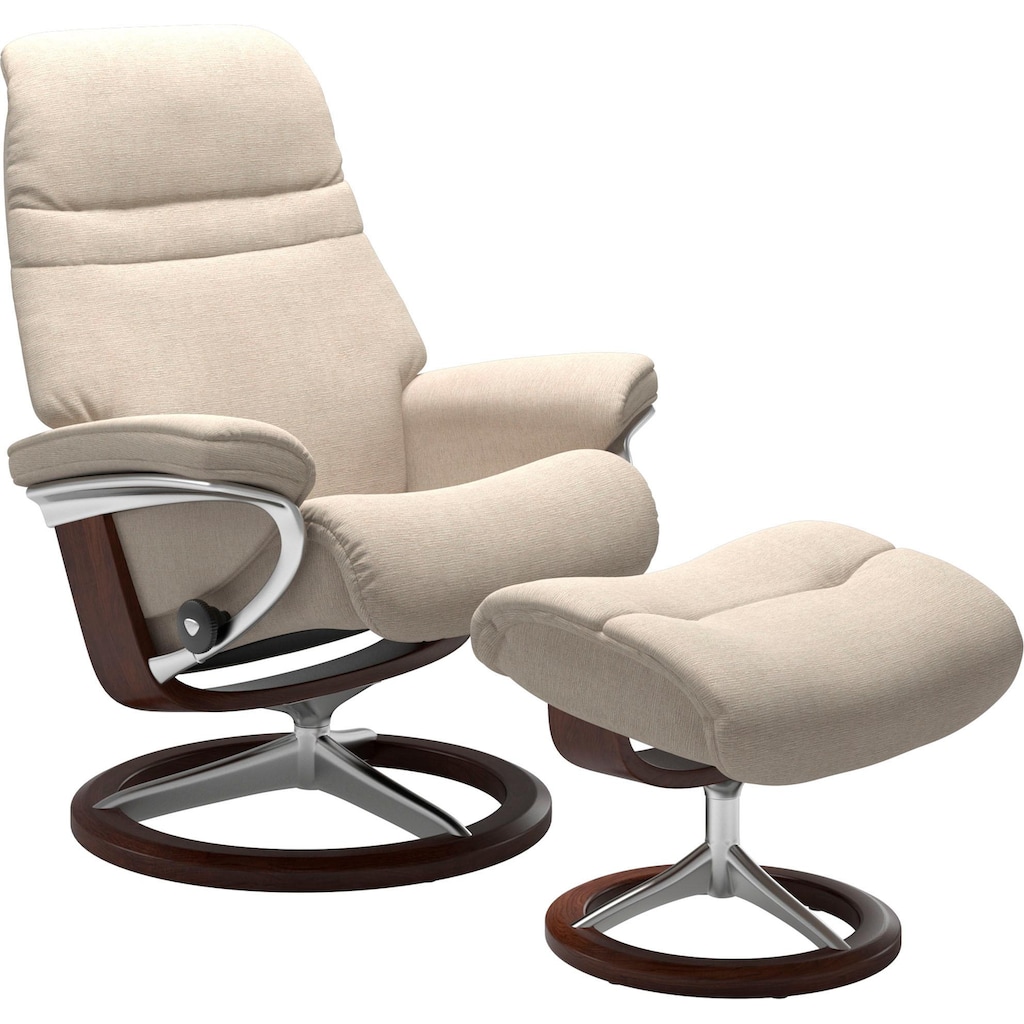 Stressless® Relaxsessel »Sunrise«, (Set, Relaxsessel mit Hocker), mit Signature Base, Größe M, Gestell Braun