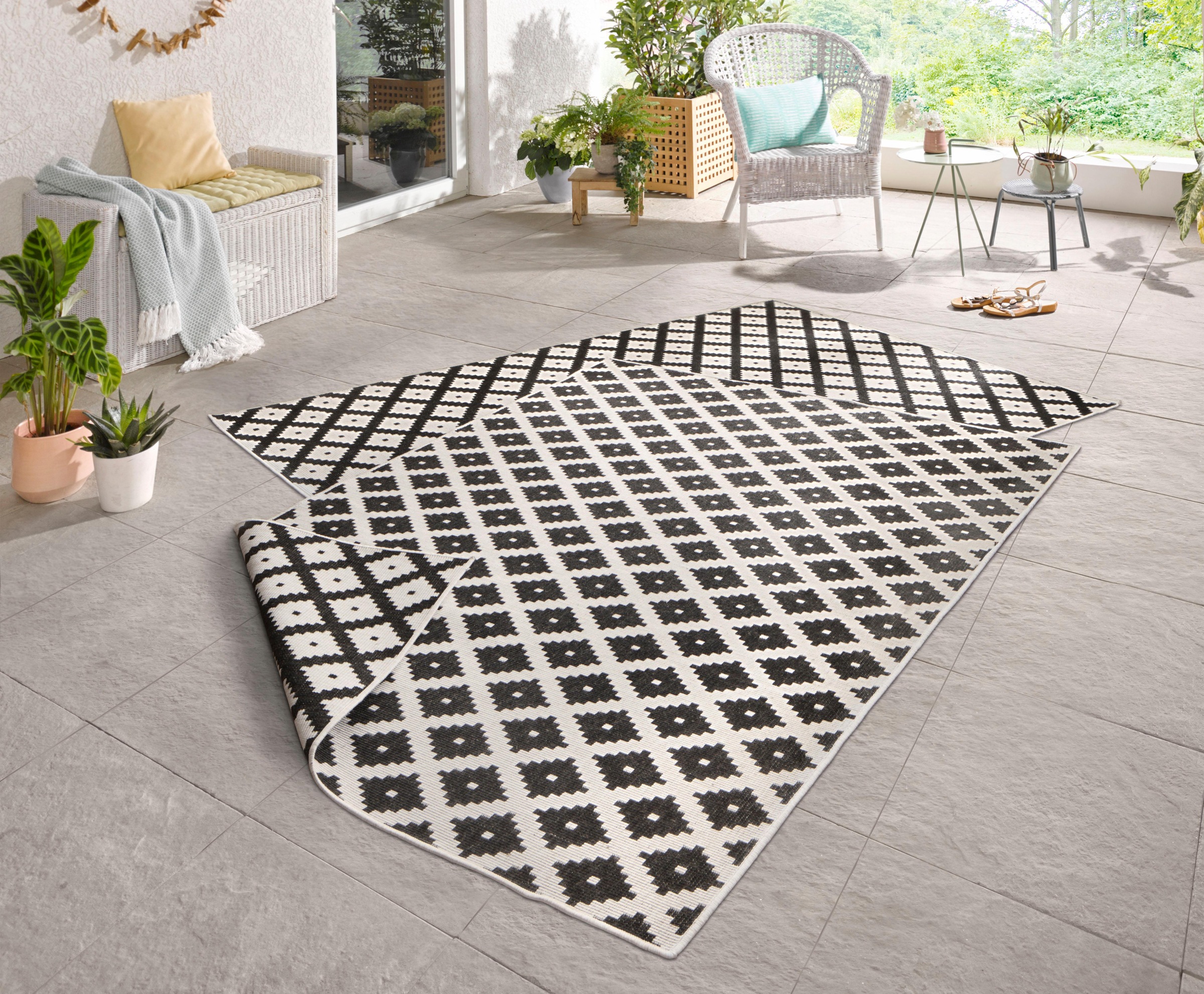 NORTHRUGS Teppich »Nizza«, rechteckig, In-& Outdoor, Wetterfest, Balkon, Garten, Wohnzimmer, Wasserfest