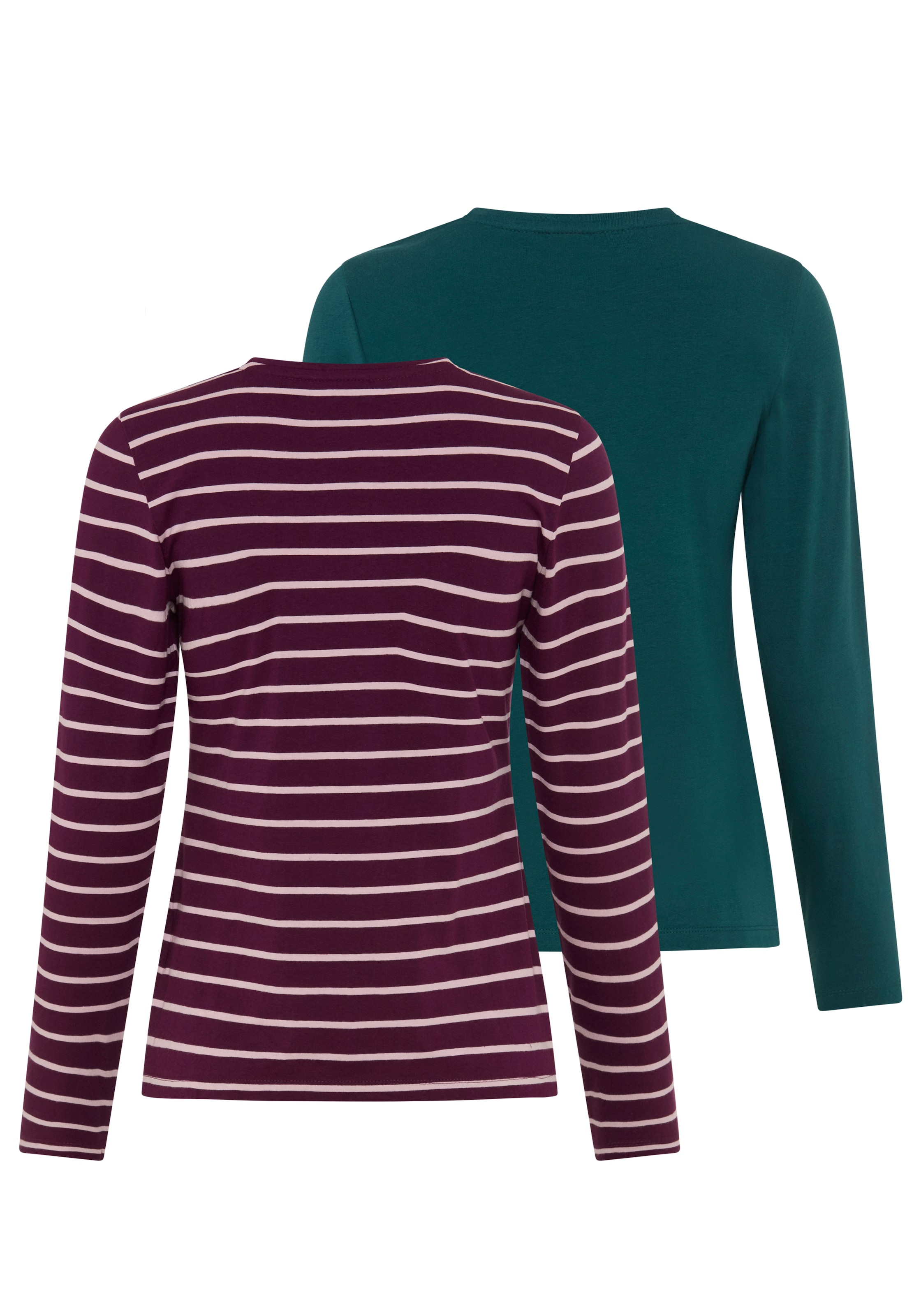 KangaROOS Langarmshirt 2er-Pack,  mit Rundhals, figurbetonte Passform