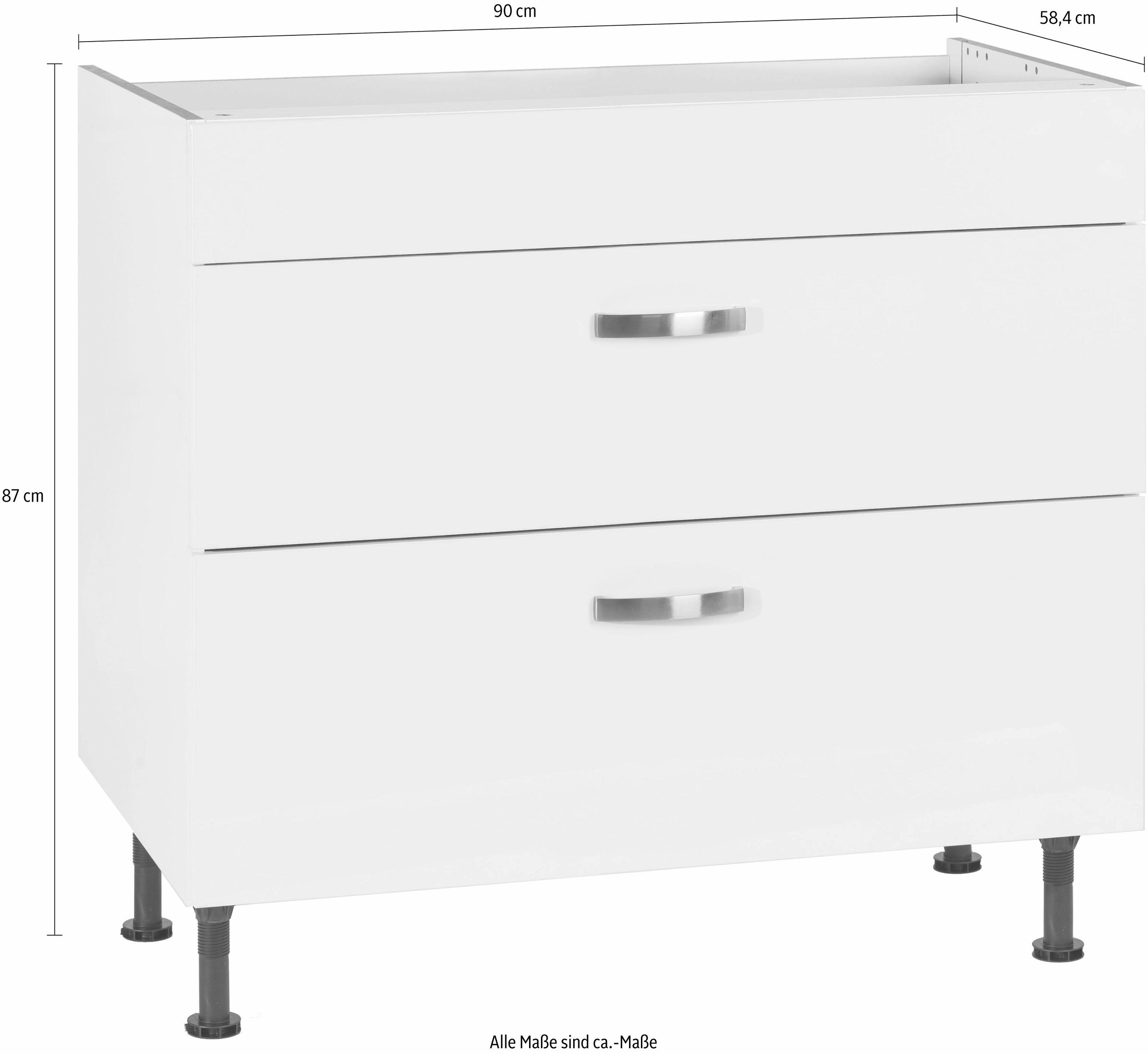 KOCHSTATION Kochfeldumbauschrank »KS-Cara« Breite 90 cm, mit Vollauszügen und Soft-Close-Funktion