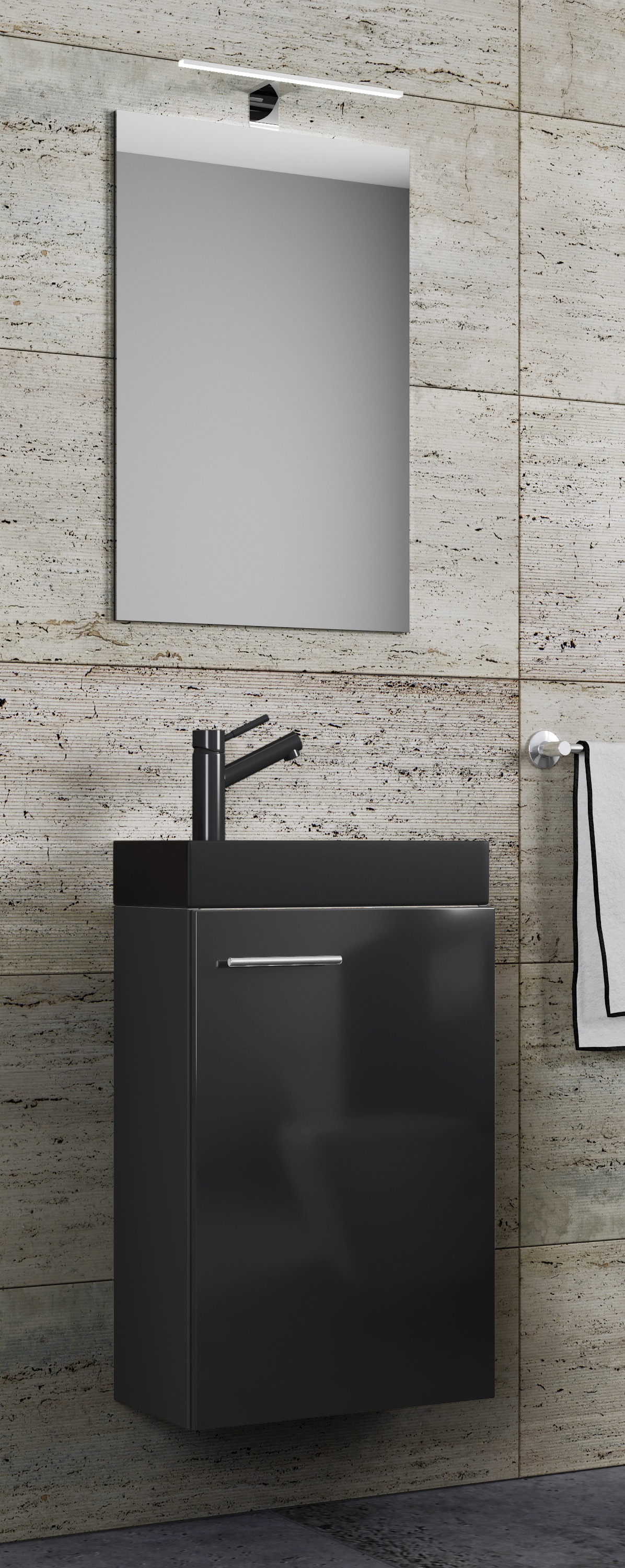 VCM Waschtisch "3tlg Waschtisch Slito SP Toilette schmal Schwarz" 3 Stk. tlg.