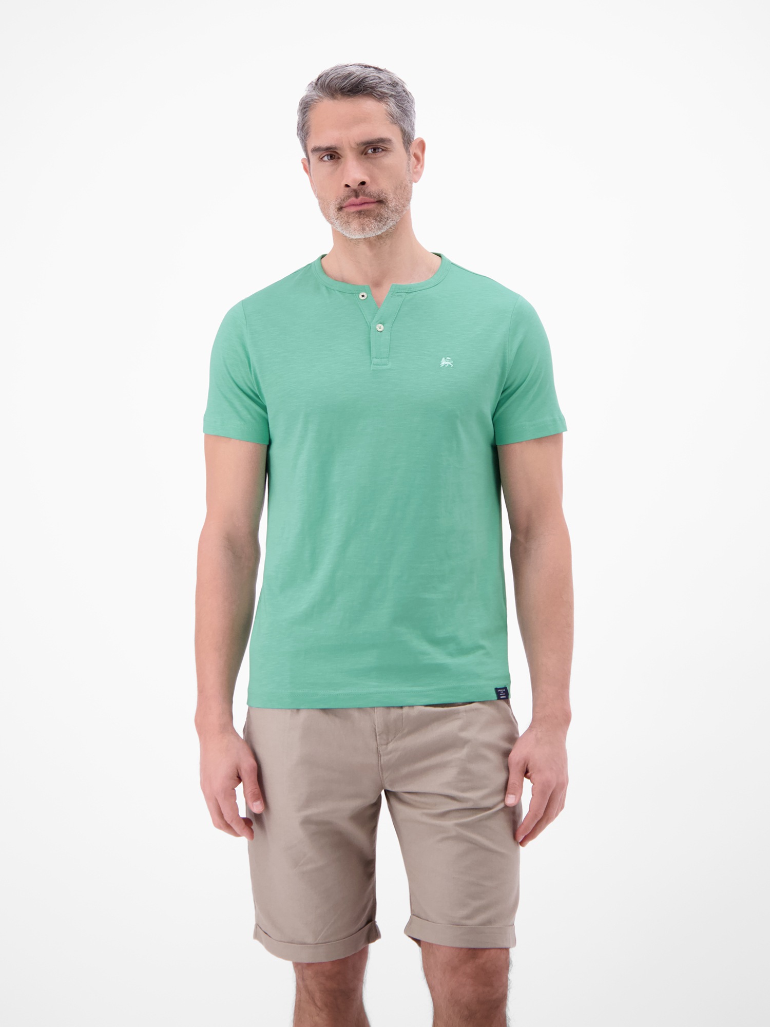 LERROS T-Shirt "T-Shirt mit Rundhalsausschnitt und Knopfleiste"