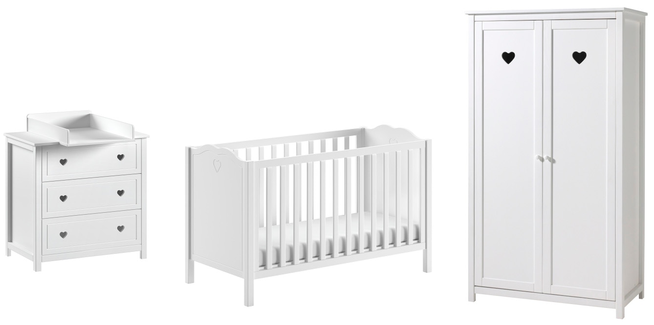 Vipack Babyzimmer-Komplettset "Amori Set 4-tlg. mit nostalgischer Herz-Opti günstig online kaufen