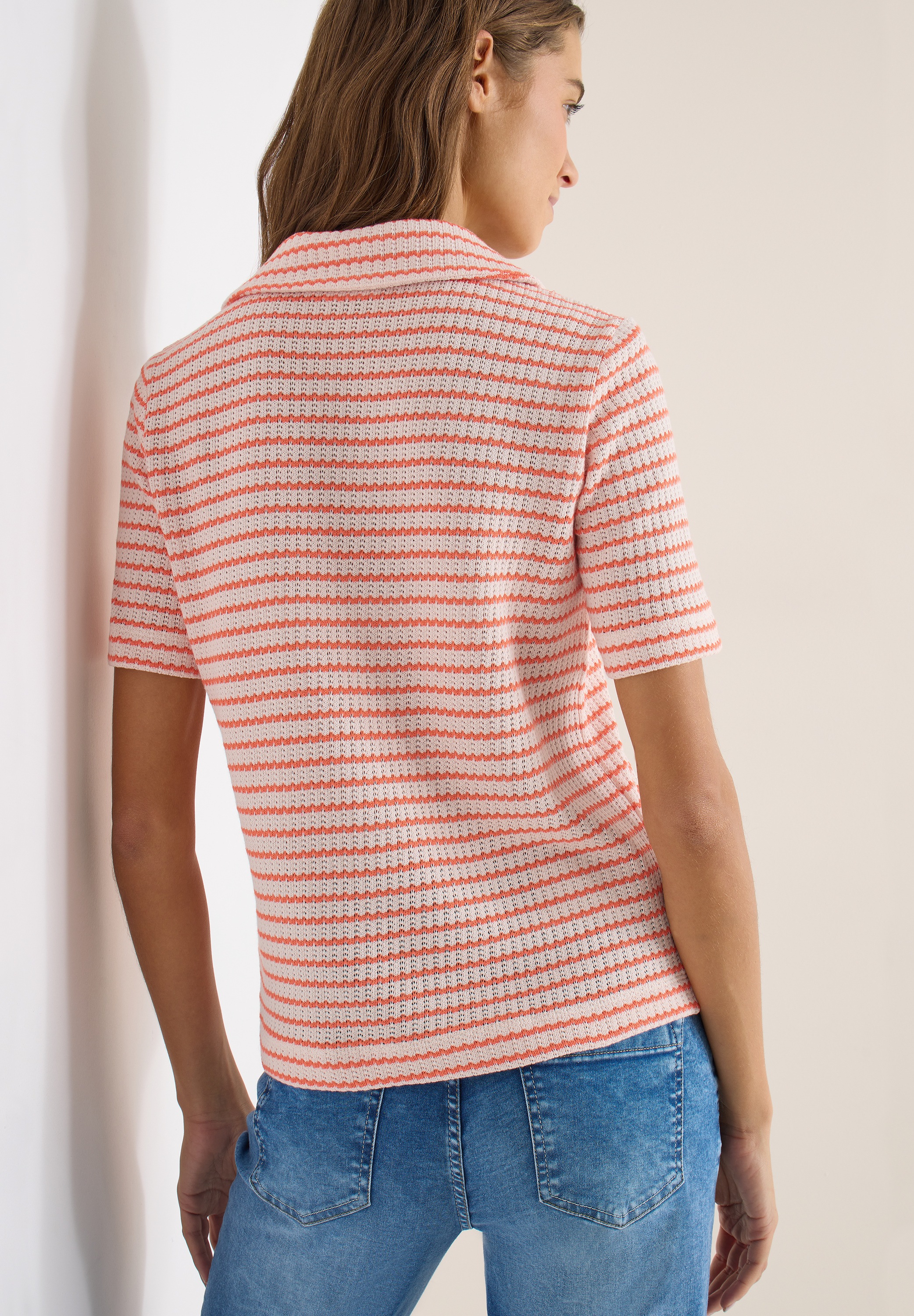 Cecil T-Shirt Ajourstrick mit Streifenmuster günstig online kaufen