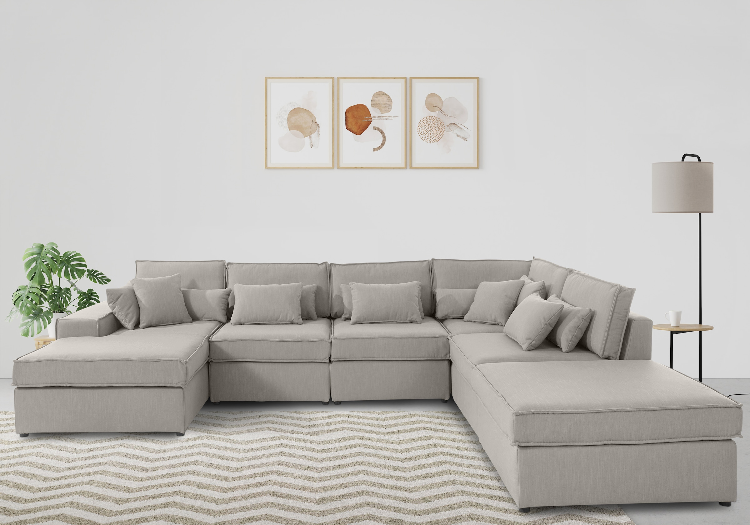 OTTO home Wohnlandschaft "Florid U-Form" 6 Teile, bestehend aus Modulen, vi günstig online kaufen