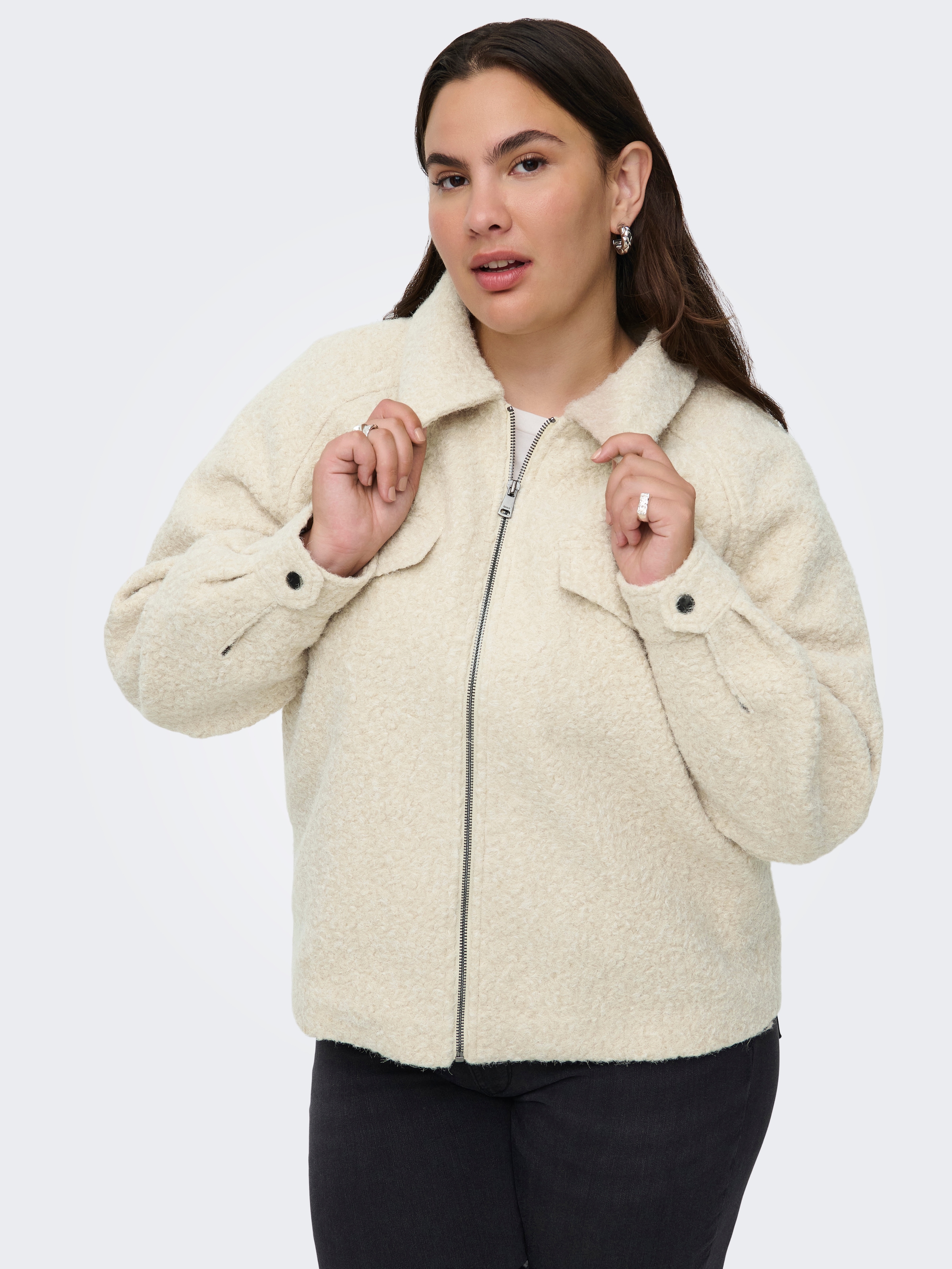 ONLY CARMAKOMA Fleecejacke »CARMALO SHORT BOUCLE JACKET OTW NOOS«, ohne Kapuze