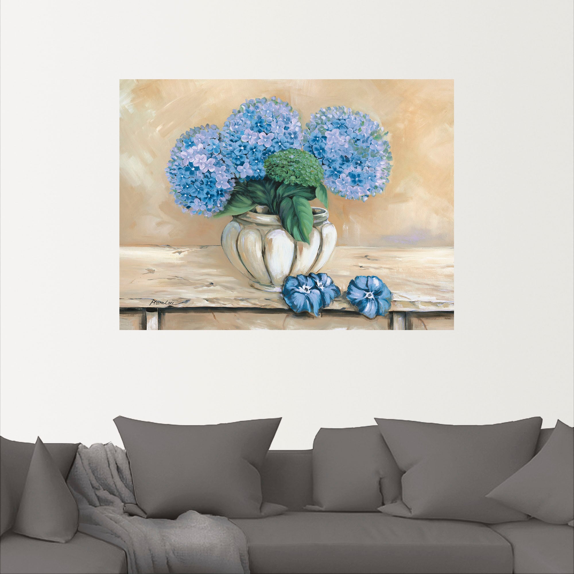 Artland Leinwandbild »Blaue Hortensien«, Blumen, (1 St.), auf Keilrahmen gespannt