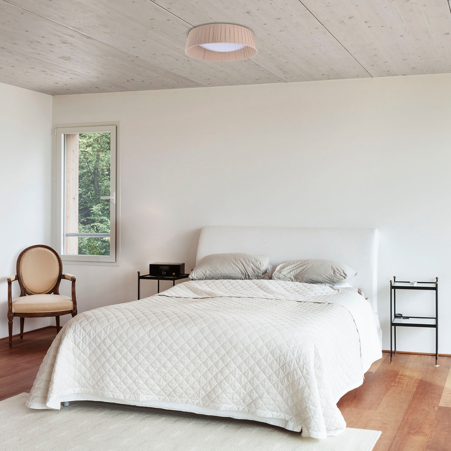 Paco Home Deckenleuchte »TARTE«, Leuchtmittel E27 | ohne Leuchtmittel, Rund Büroleuchte 2 x E27 Textilschirm Modern Geschlossen Unifarben