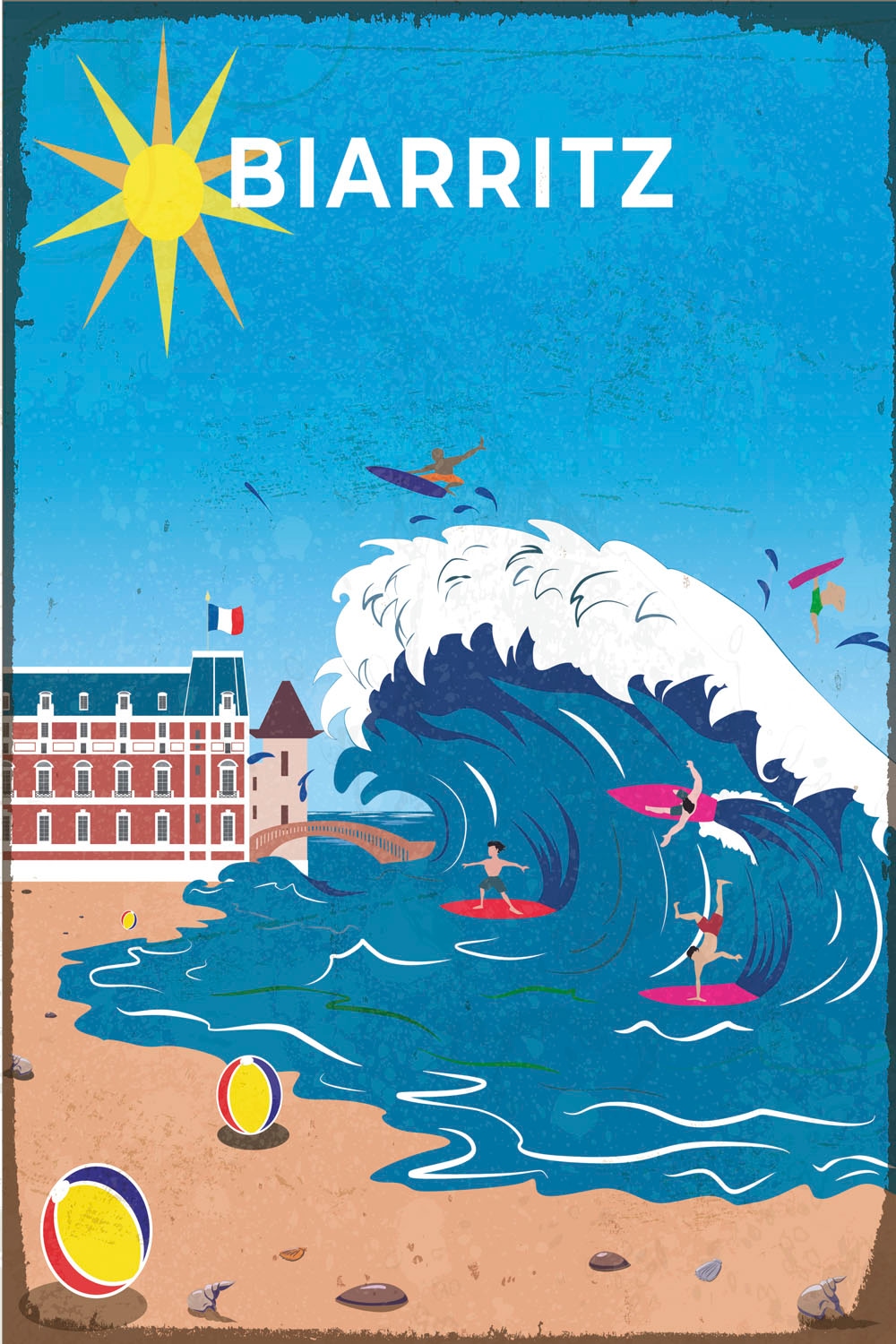 queence Metallbild »Biarritz Beach«, Strand-Strandbilder-Meer, (1 St.), Stahlschilder