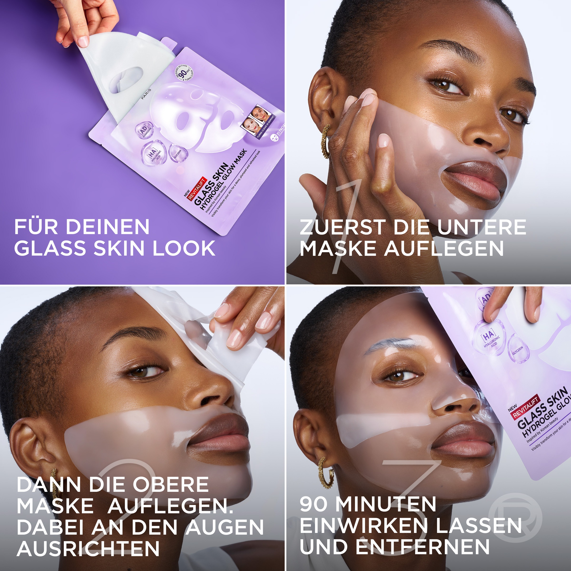 L'ORÉAL PARIS Gesichtsmaske »GLASS SKIN HYDROGEL GLOW MASK« für aufgepolsterte & glowy Haut