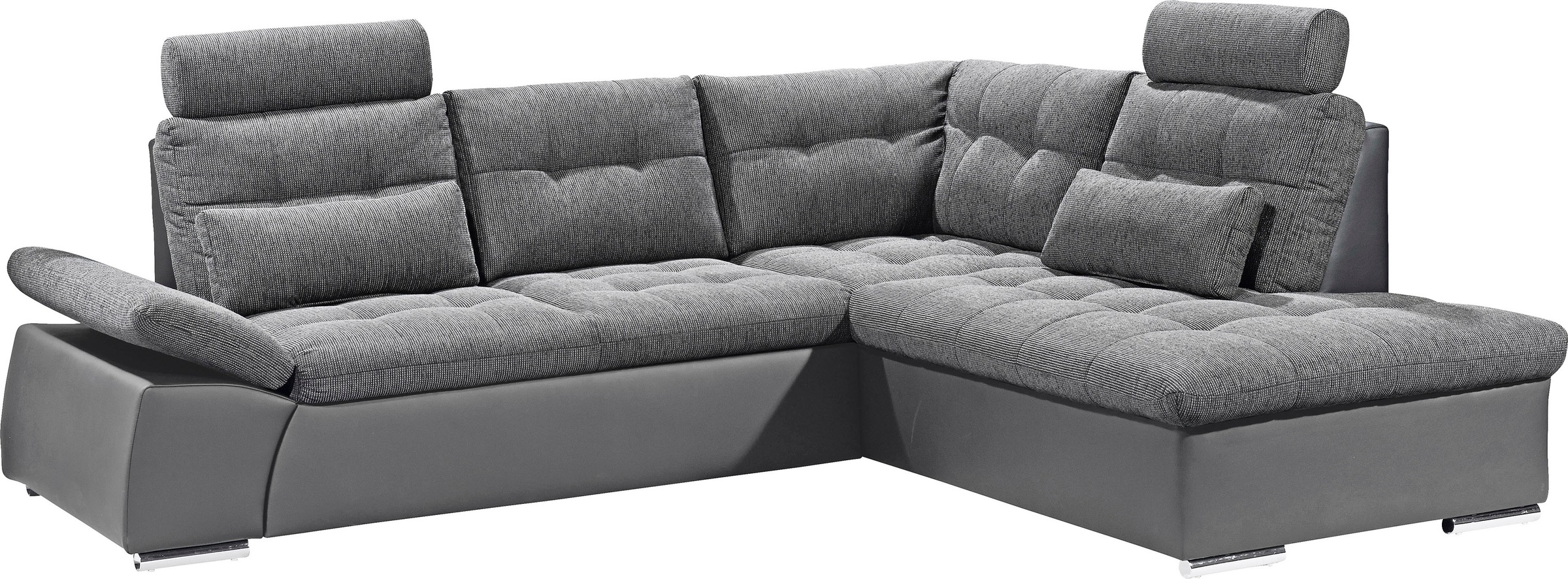 Thumbnail - ED EXCITING DESIGN Ecksofa "Jakarta L-Form" mit Bettfunktion, Armteilverstellung, Kopfstützen & 2 Nierenkissen