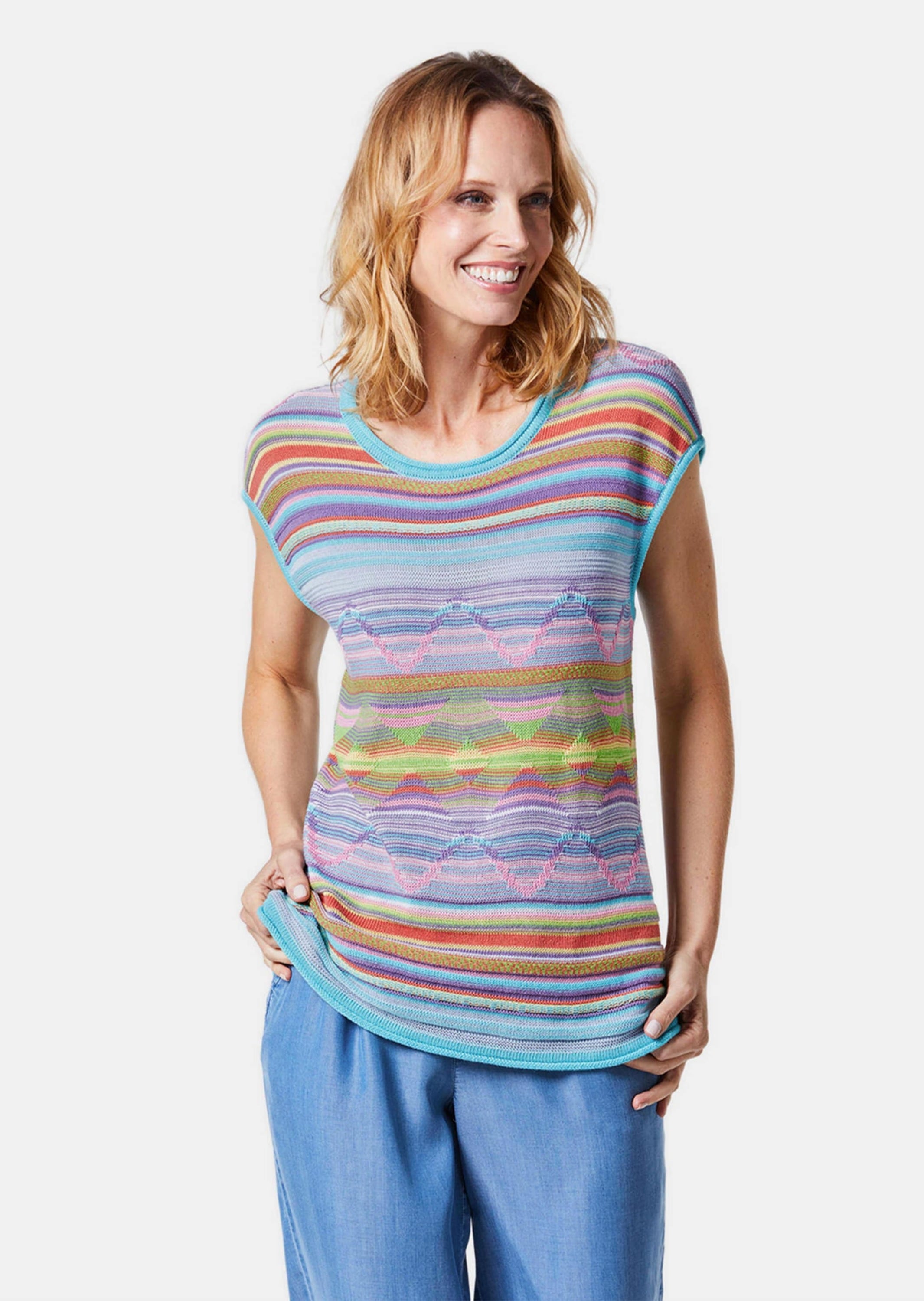 GOLDNER Strickpullover "Kurzgröße Bequemes Top mit schönem Dessin" günstig online kaufen