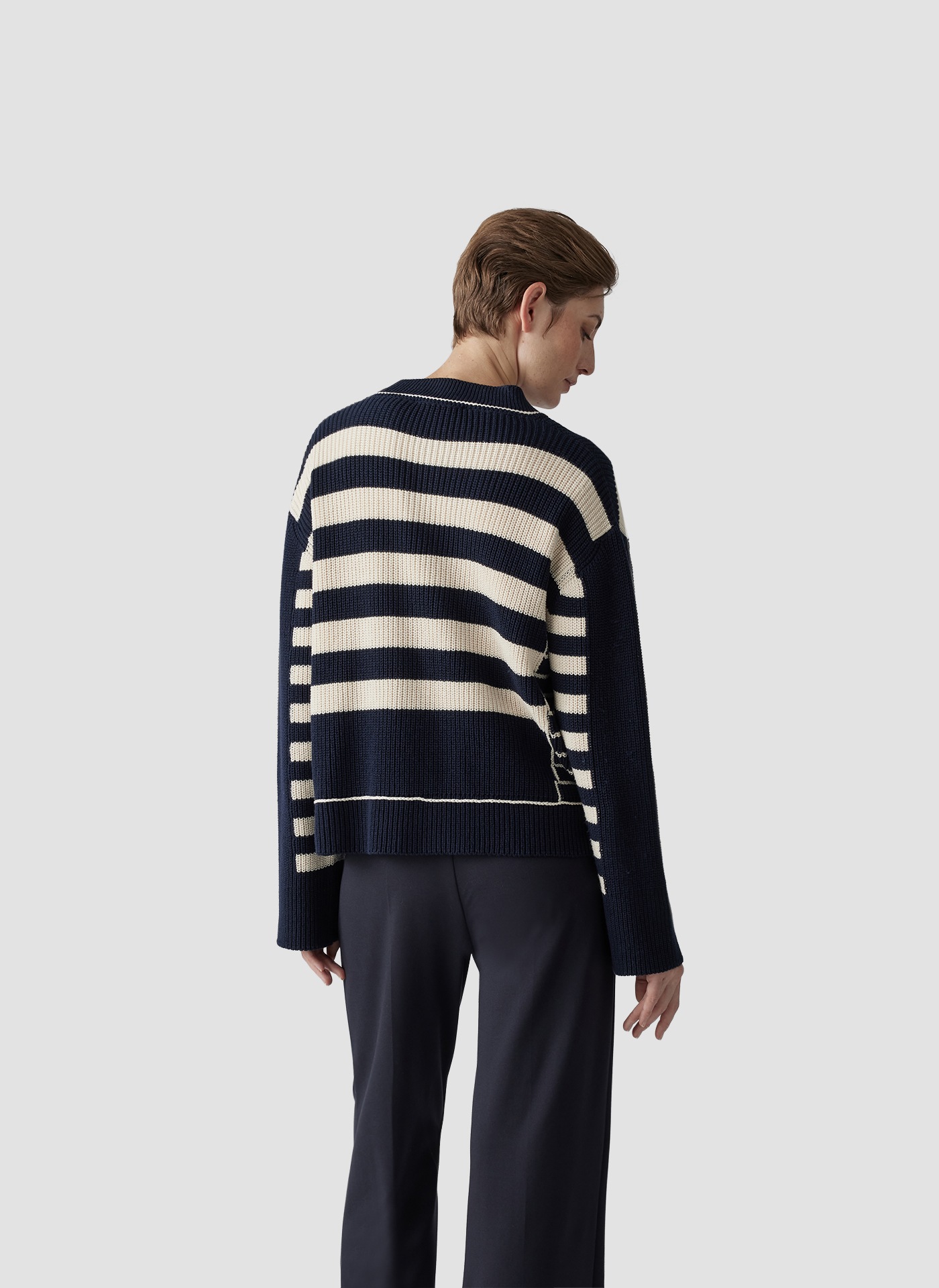 LeComte Strickjacke »LeComte Strickjacke mit Perlfang-Strickart und Streifenmuster«