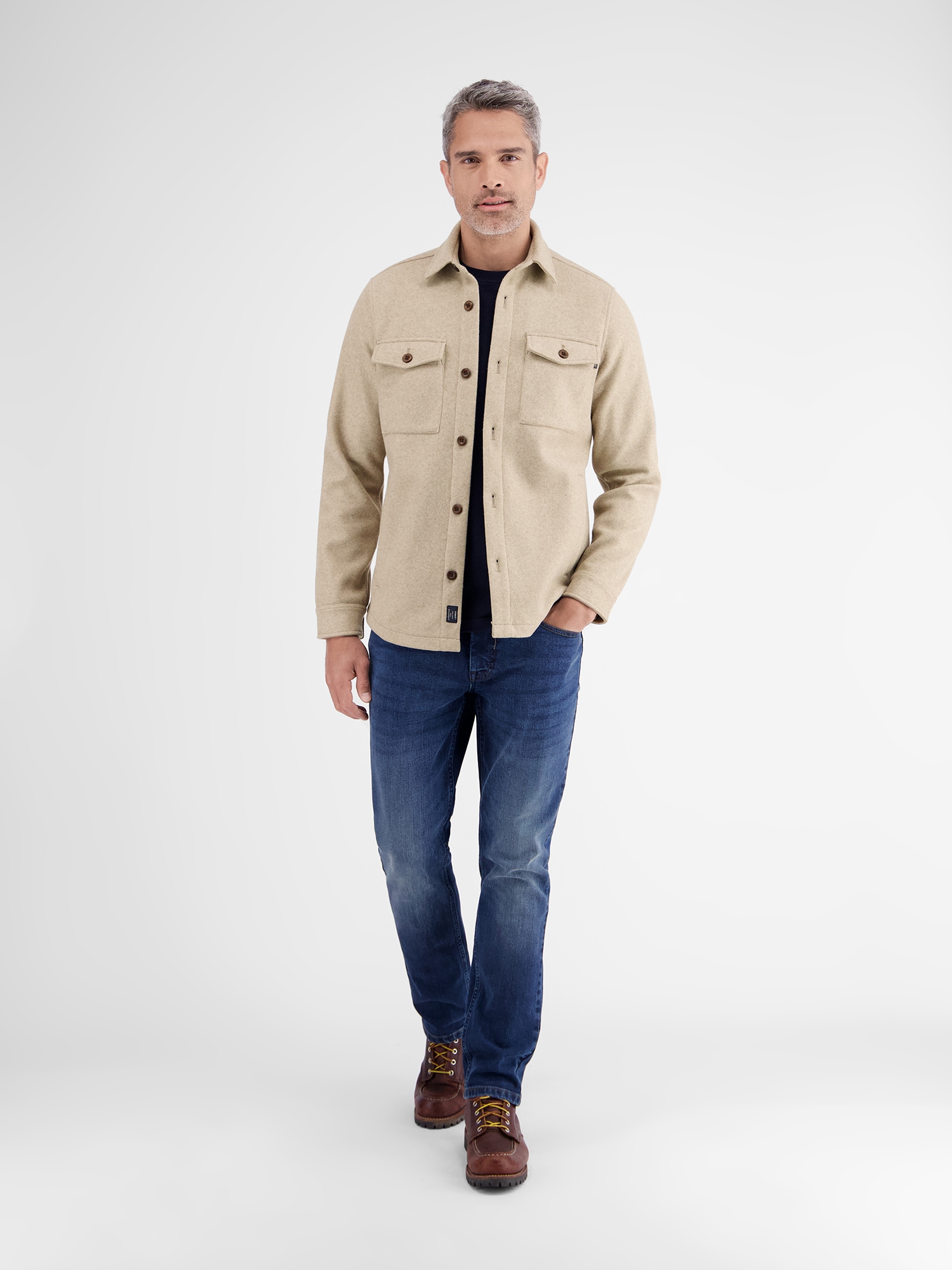 LERROS Langarmhemd »LERROS Urban-Style Hemdjacke in Wolloptik«