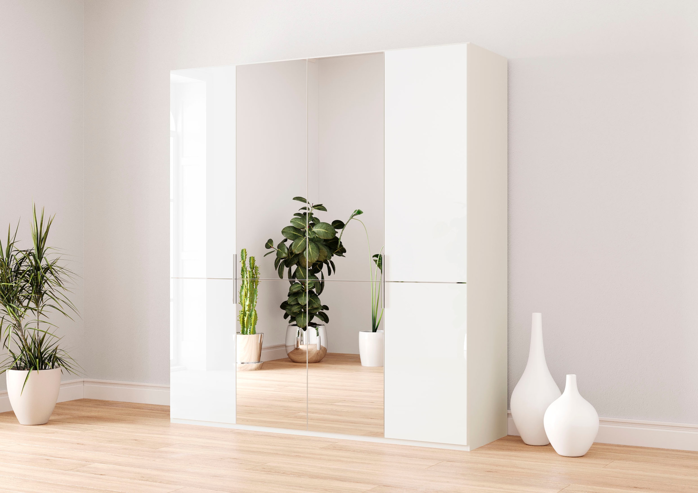 Musterring Kleiderschrank "Imola W" inkl. Einlegeböden und Kleiderstangen, mit Glas- und Spiegeltüren